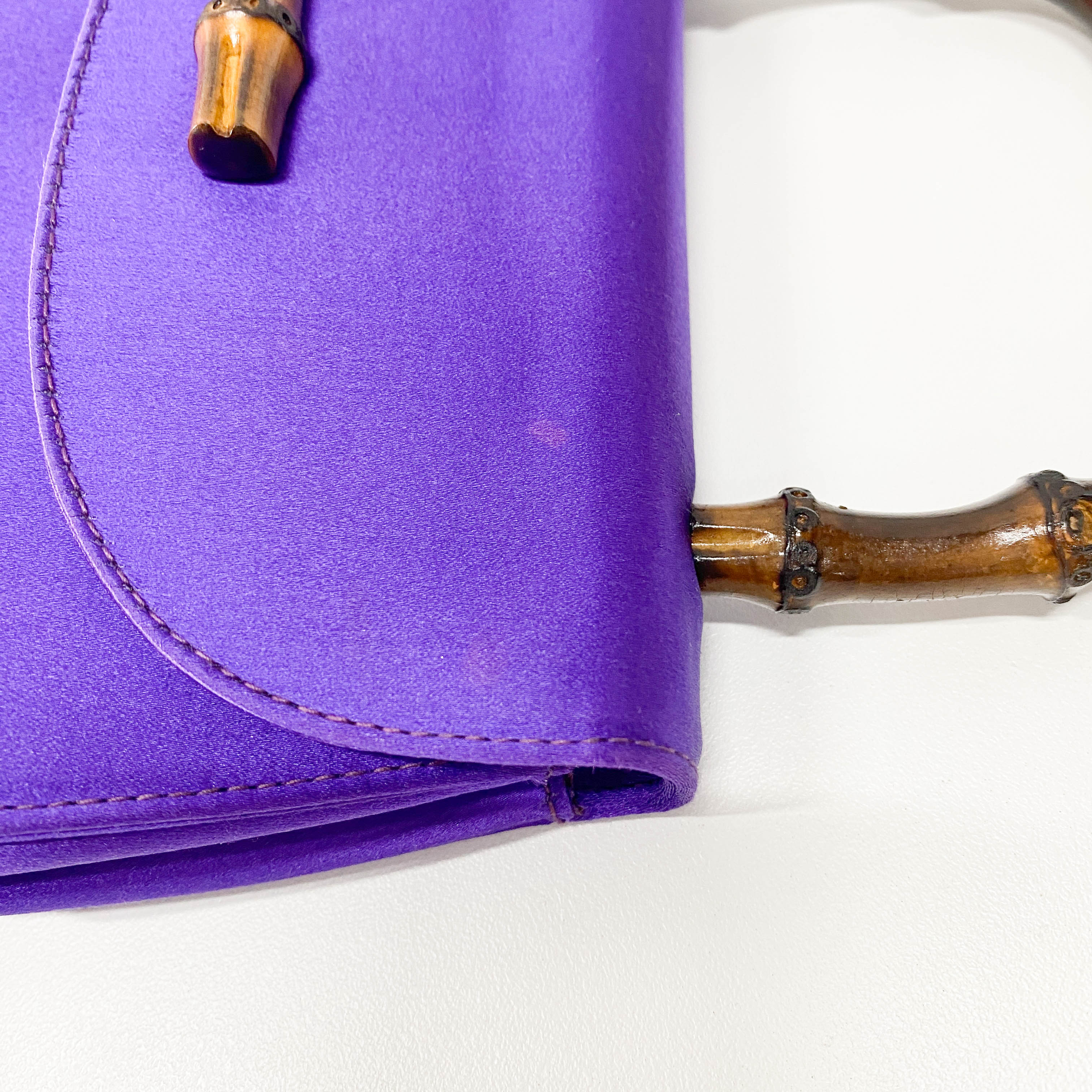 Bamboo Purple Satin Chain Shoulder Bag