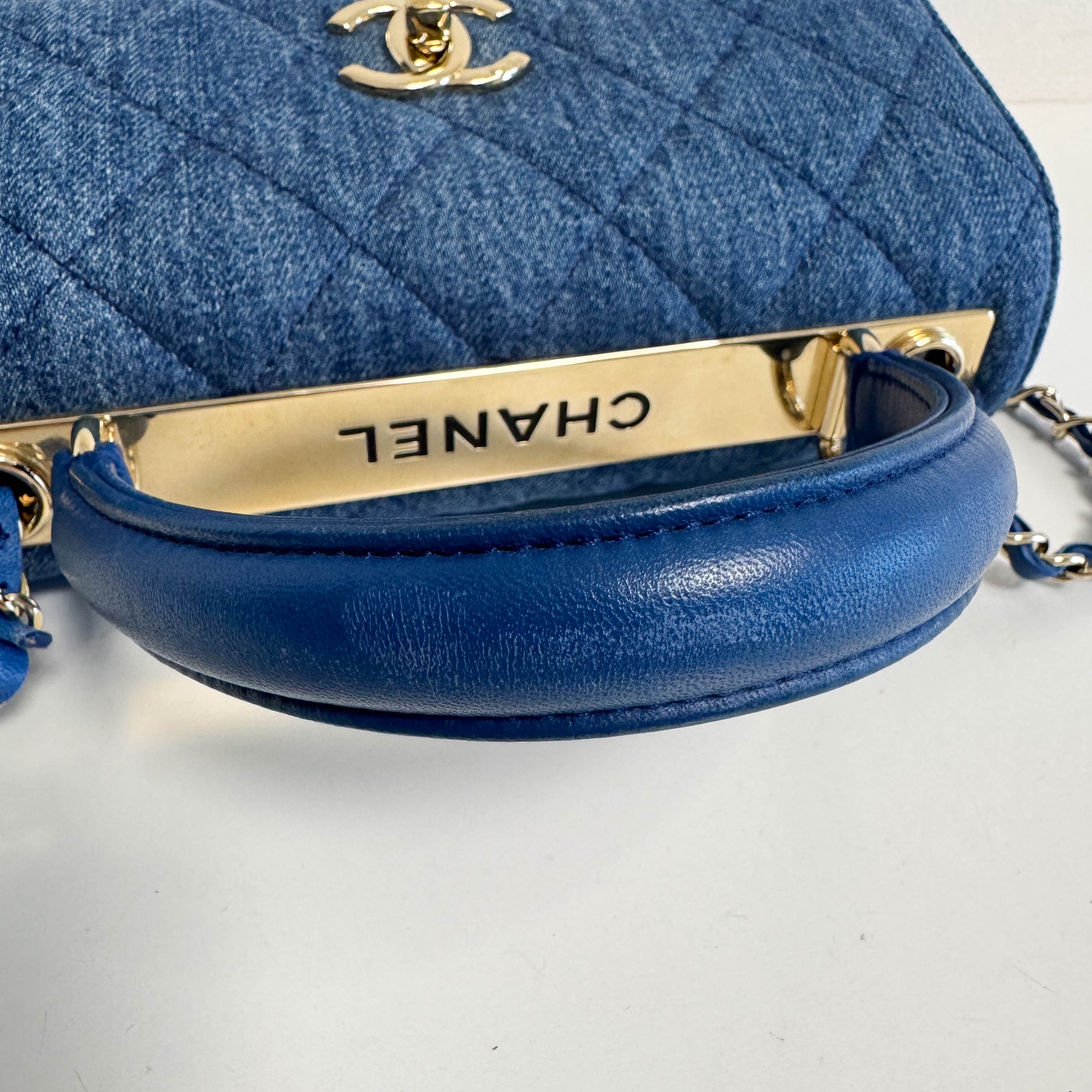 Trendy CC Denim Coco Handle Shoulder Bag