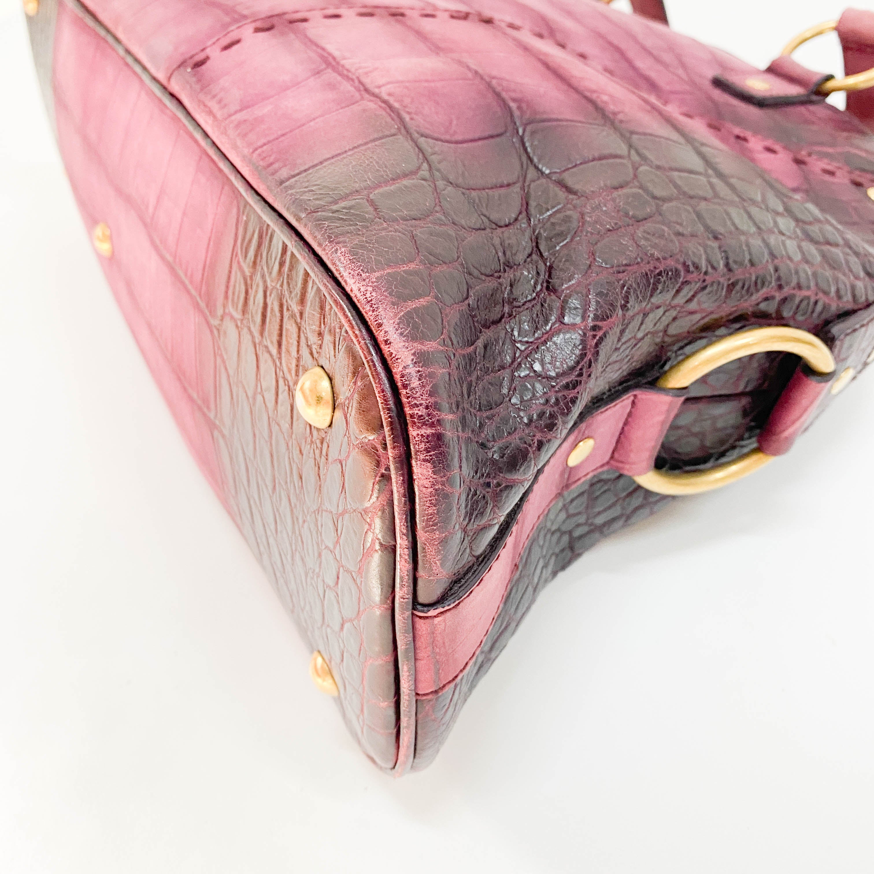 Muse Purple Croc Embossed Leather Shoulder Bag