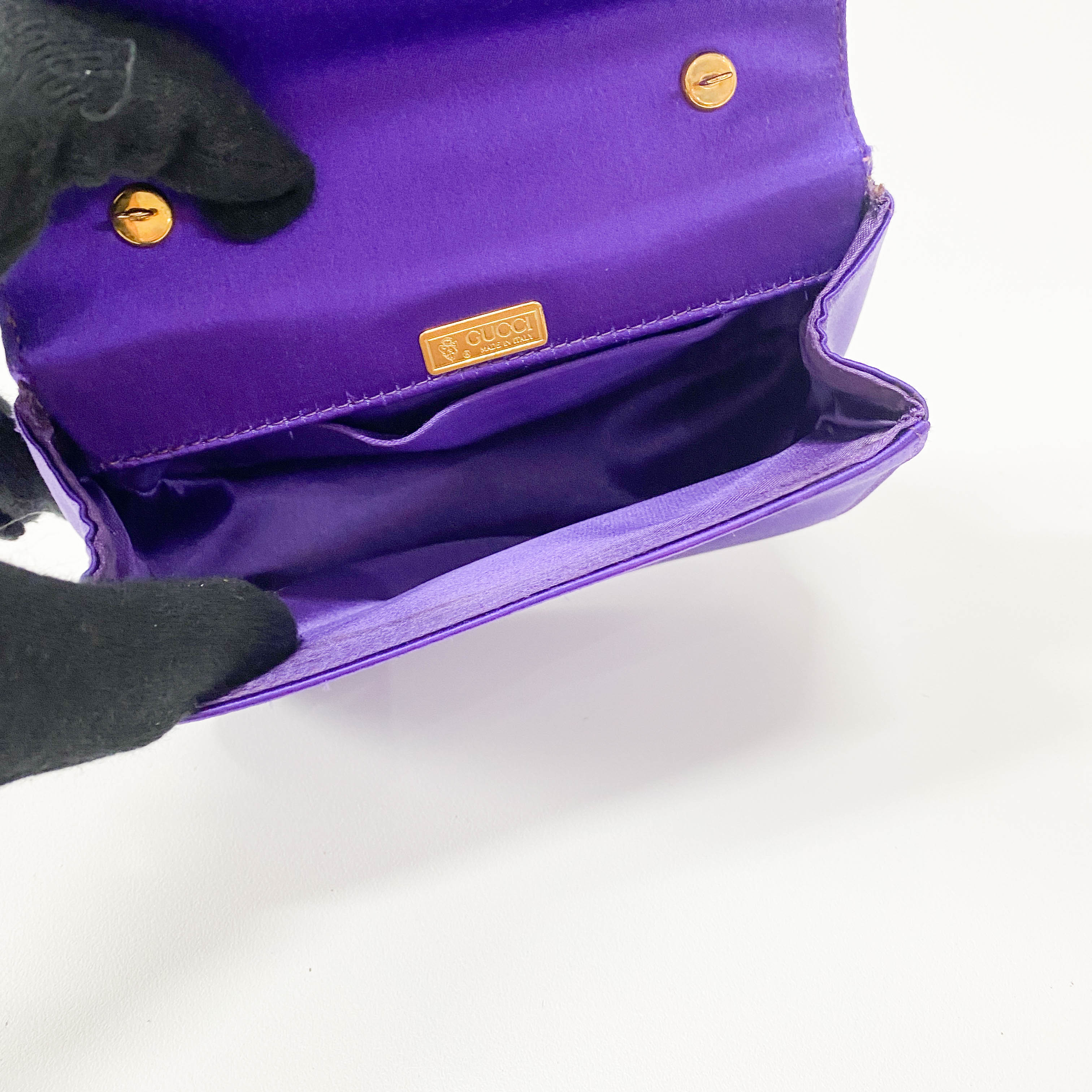 Bamboo Purple Satin Chain Shoulder Bag