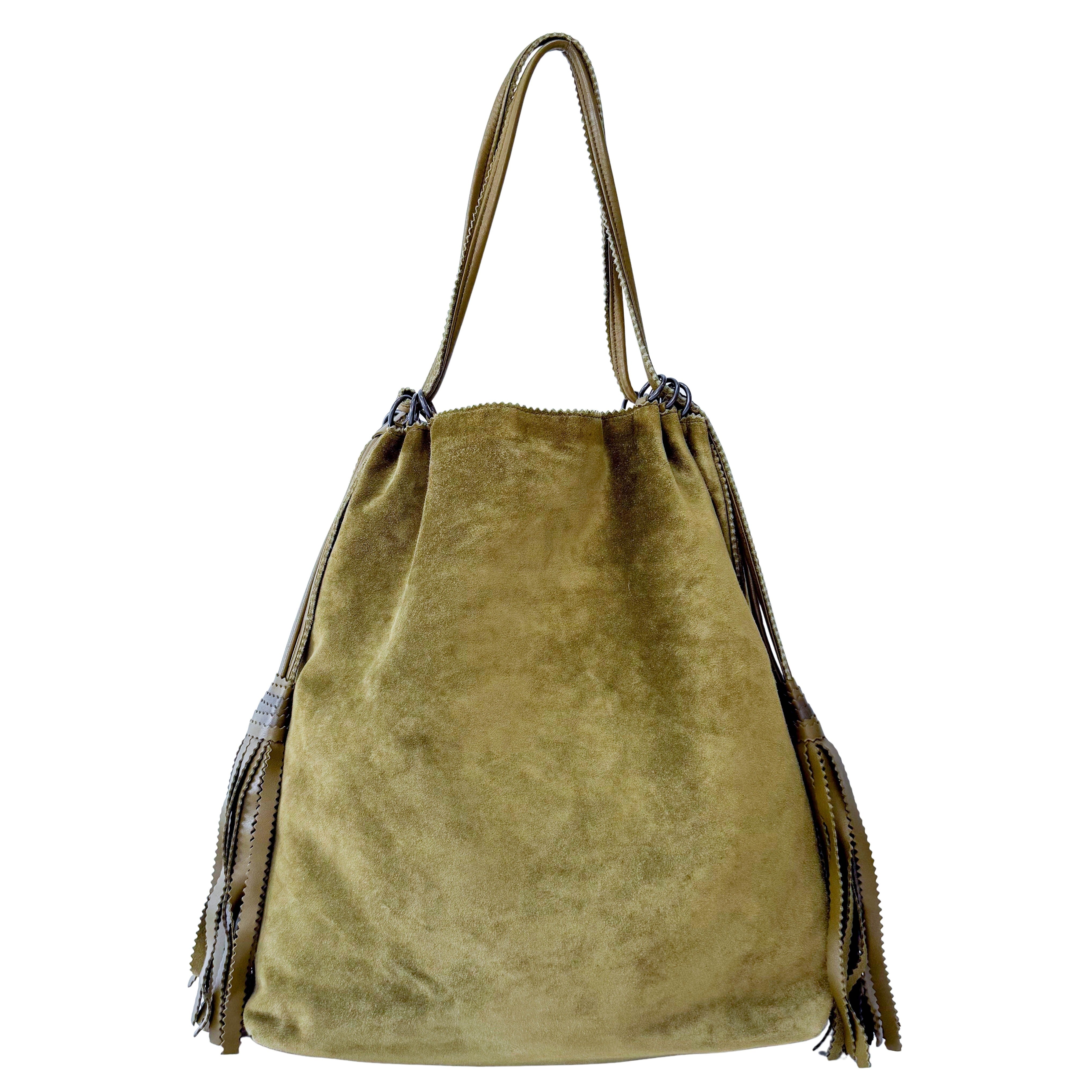 Green Suede Hobo Shoulder Bag