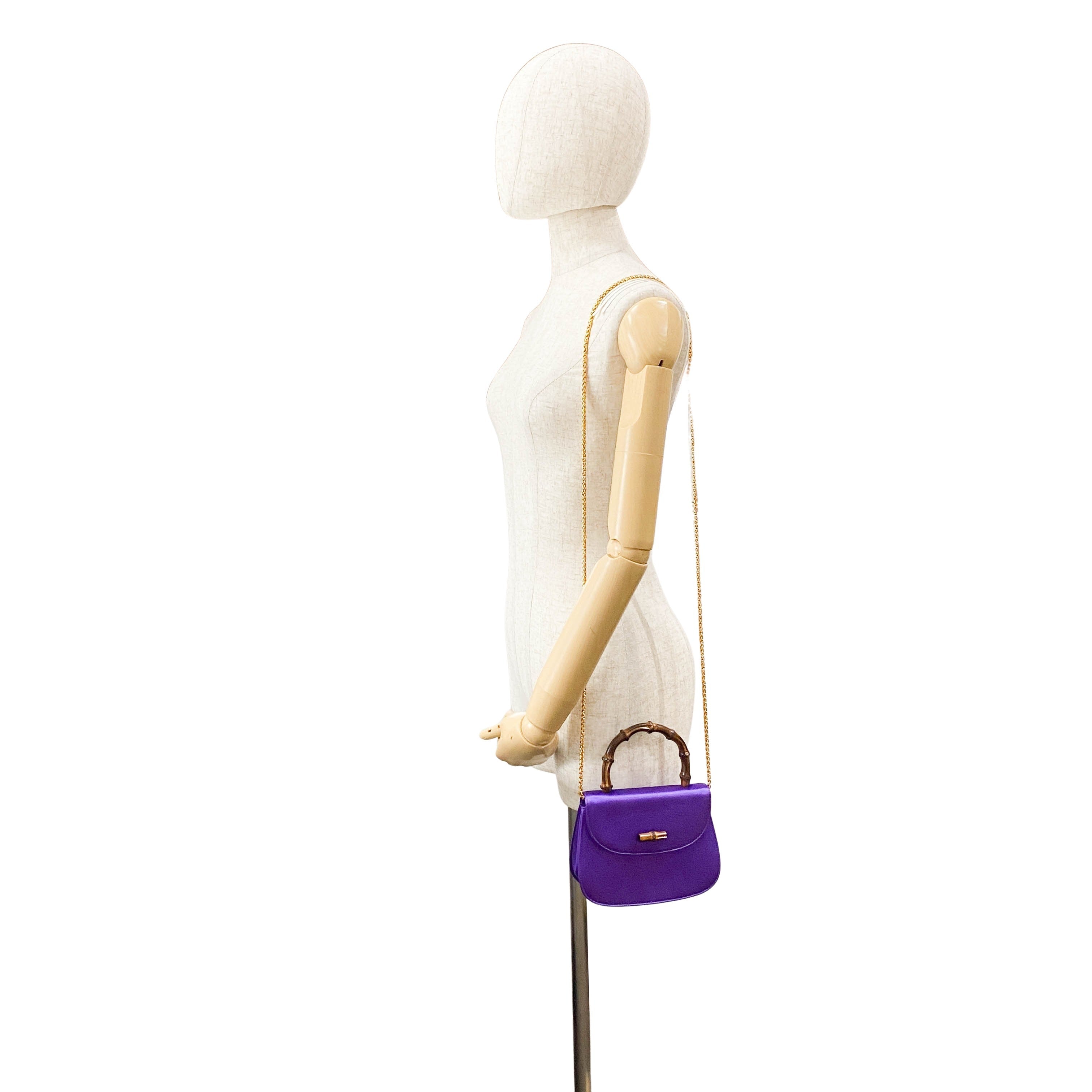 Bamboo Purple Satin Chain Shoulder Bag