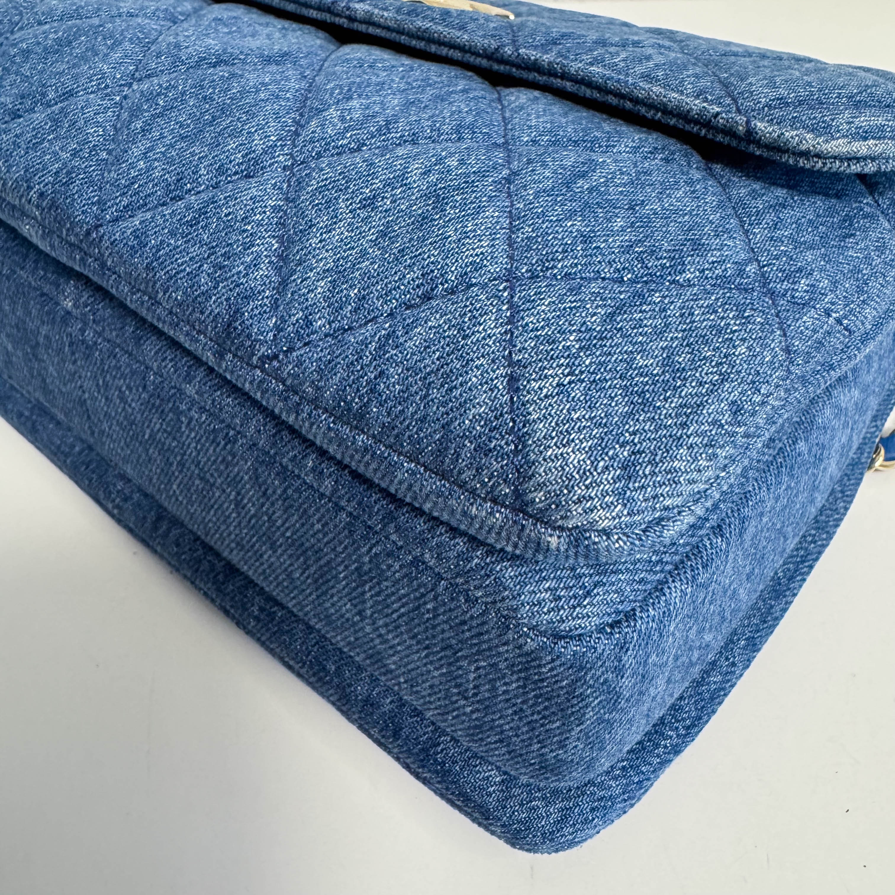 Trendy CC Denim Coco Handle Shoulder Bag