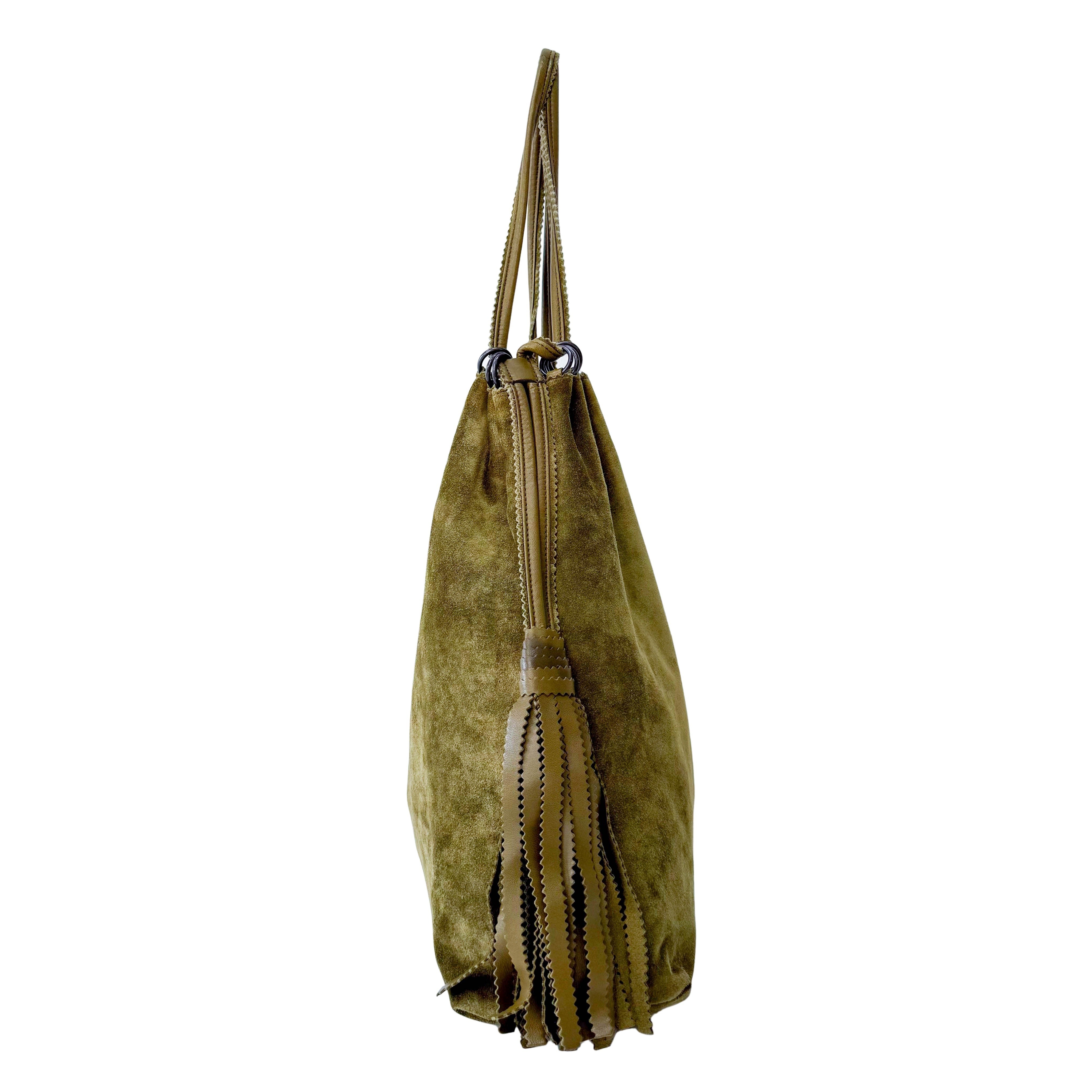 Green Suede Hobo Shoulder Bag