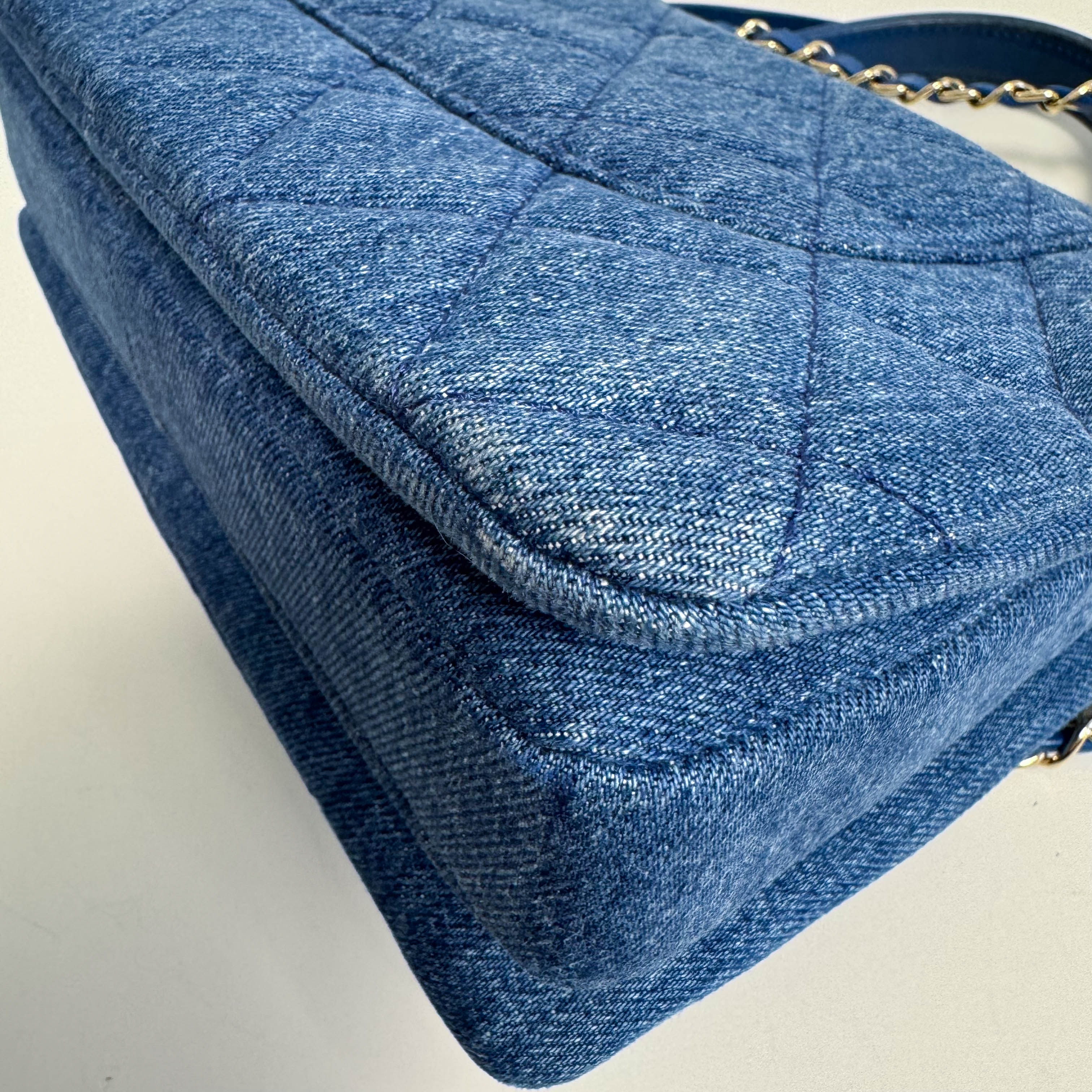 Trendy CC Denim Coco Handle Shoulder Bag