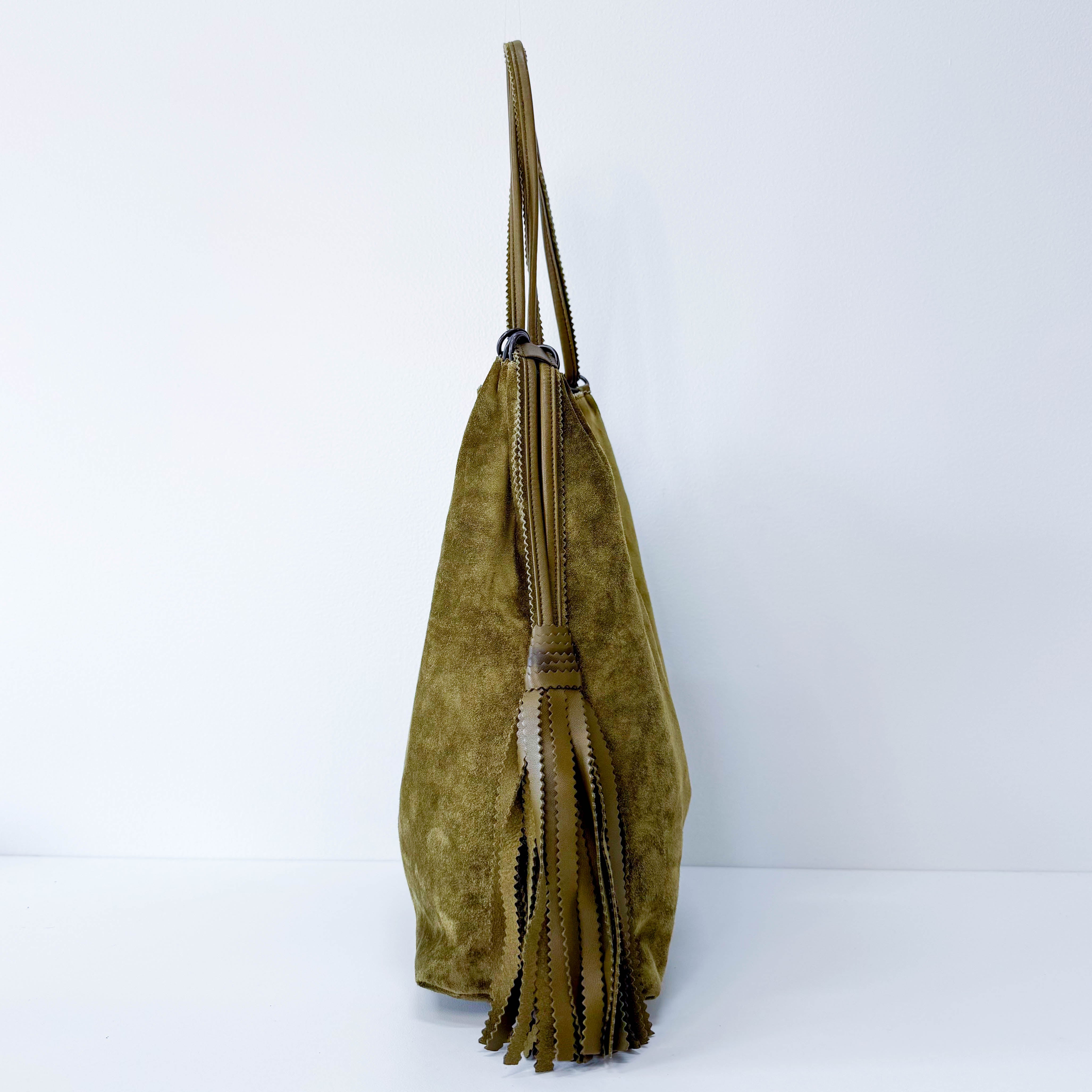 Green Suede Hobo Shoulder Bag