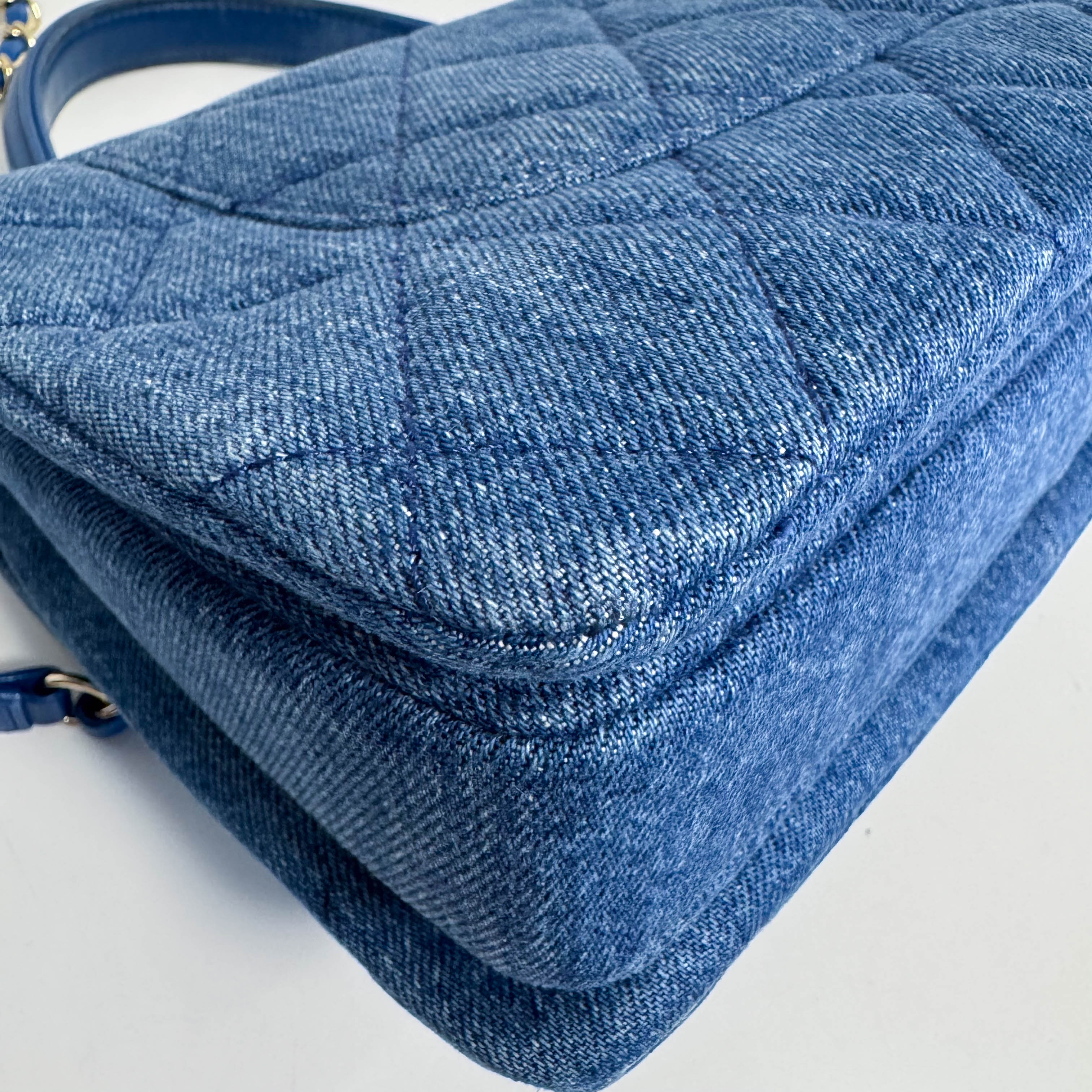 Trendy CC Denim Coco Handle Shoulder Bag