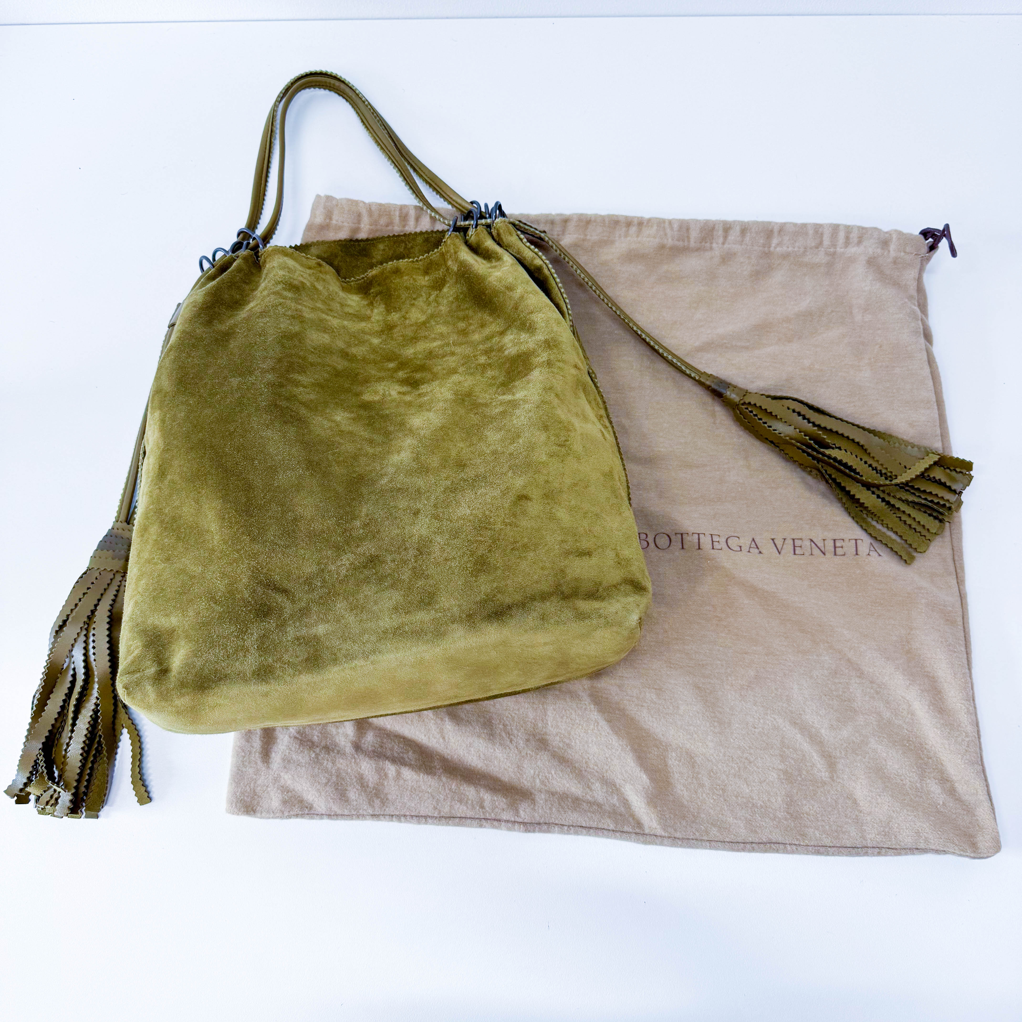Green Suede Hobo Shoulder Bag