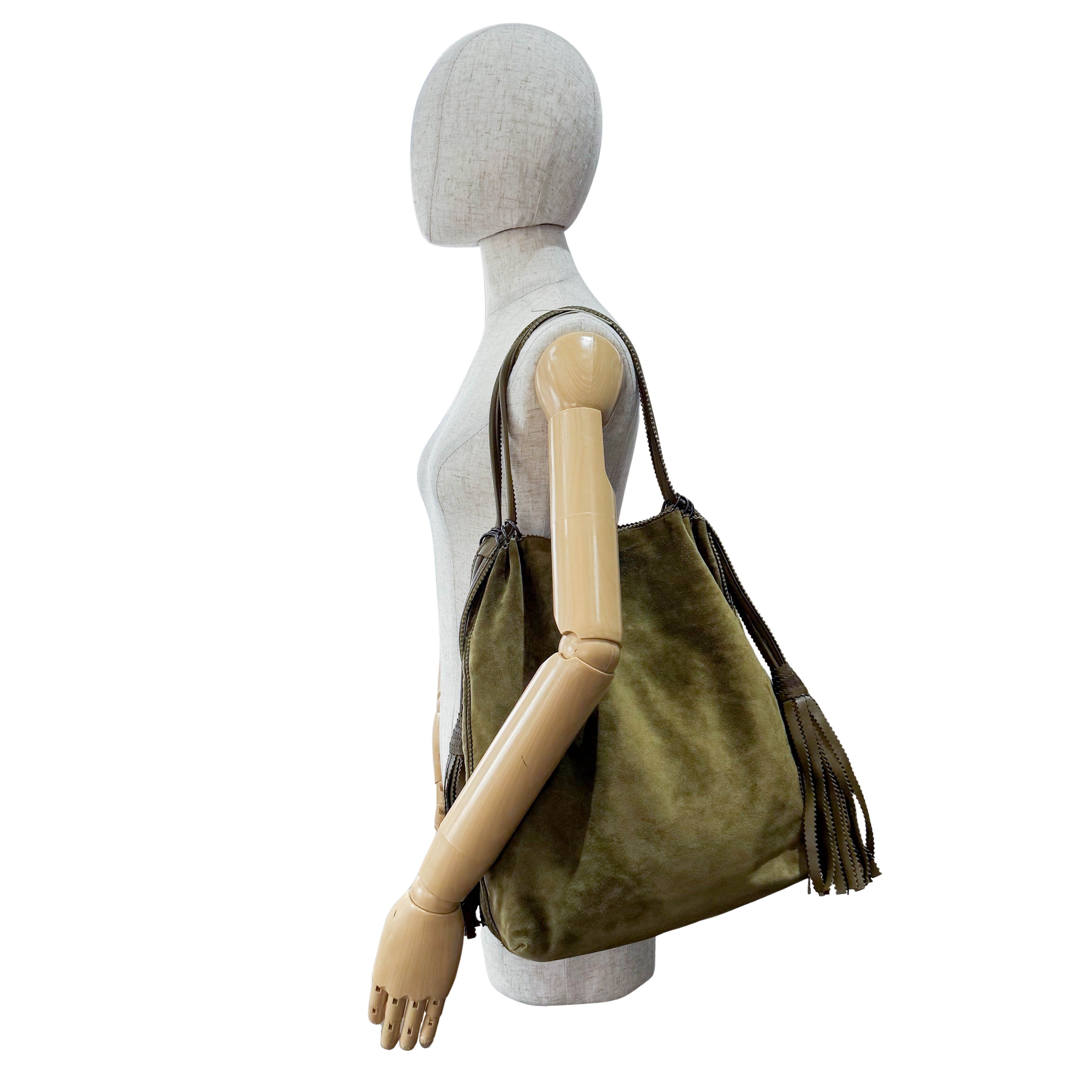 Green Suede Hobo Shoulder Bag
