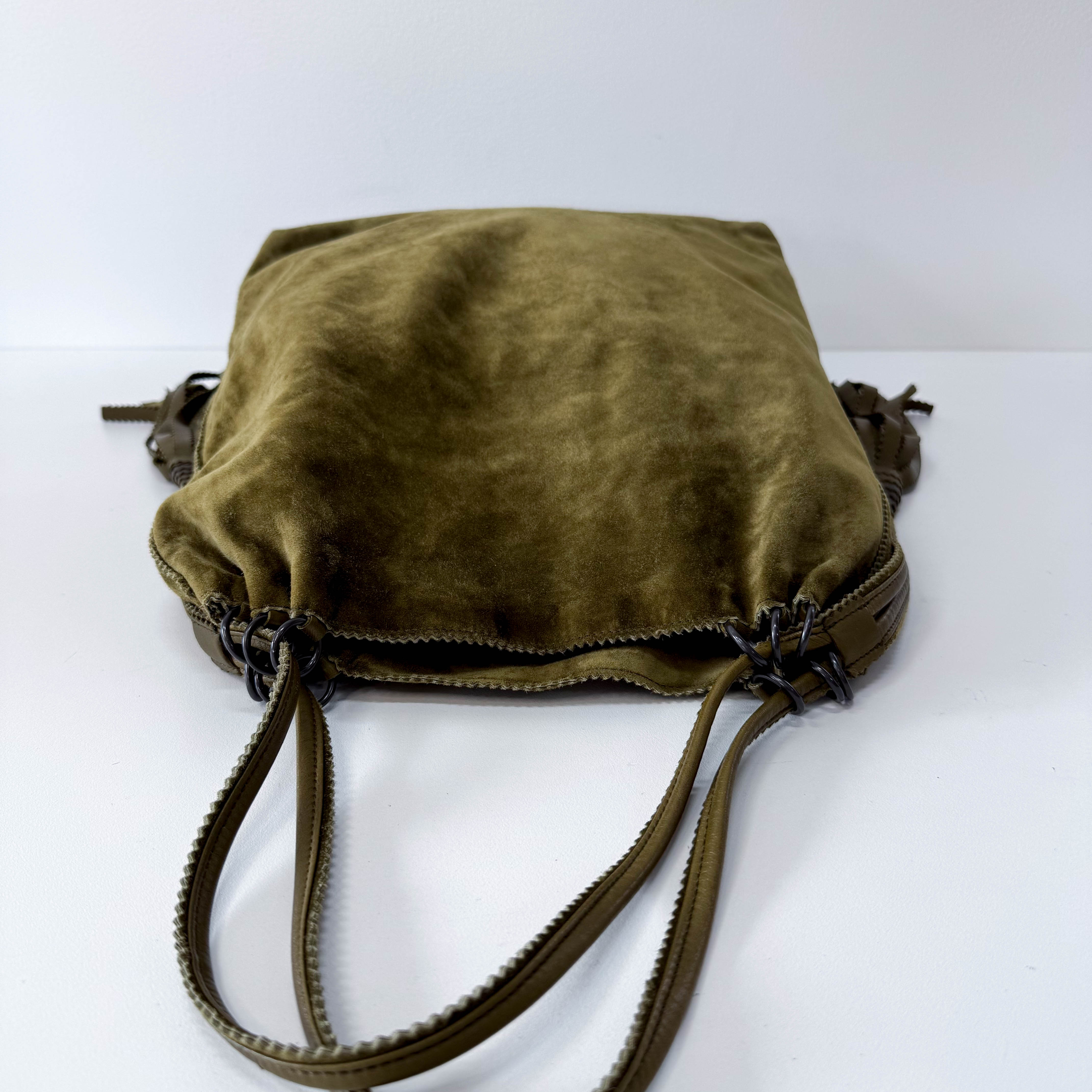 Green Suede Hobo Shoulder Bag