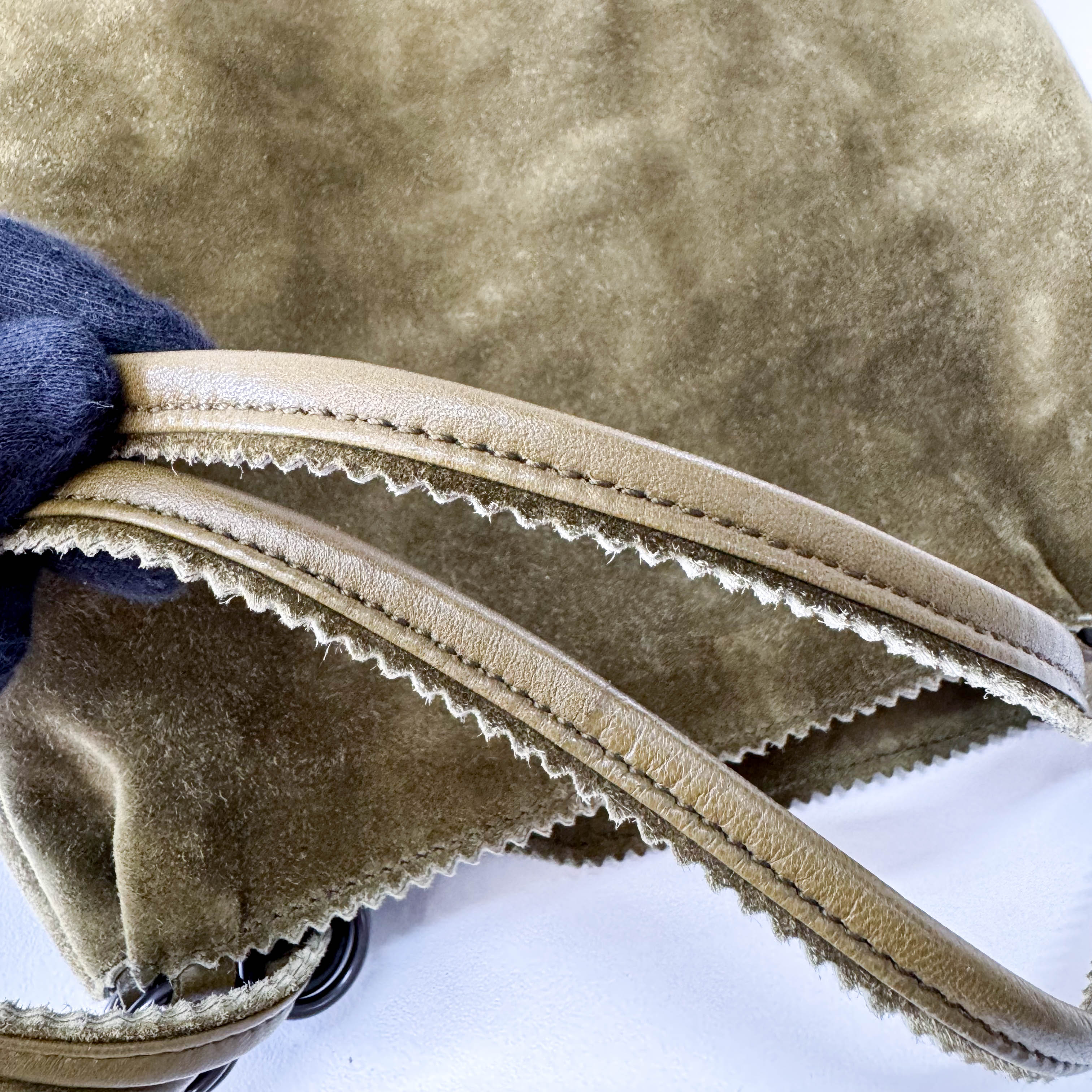 Green Suede Hobo Shoulder Bag