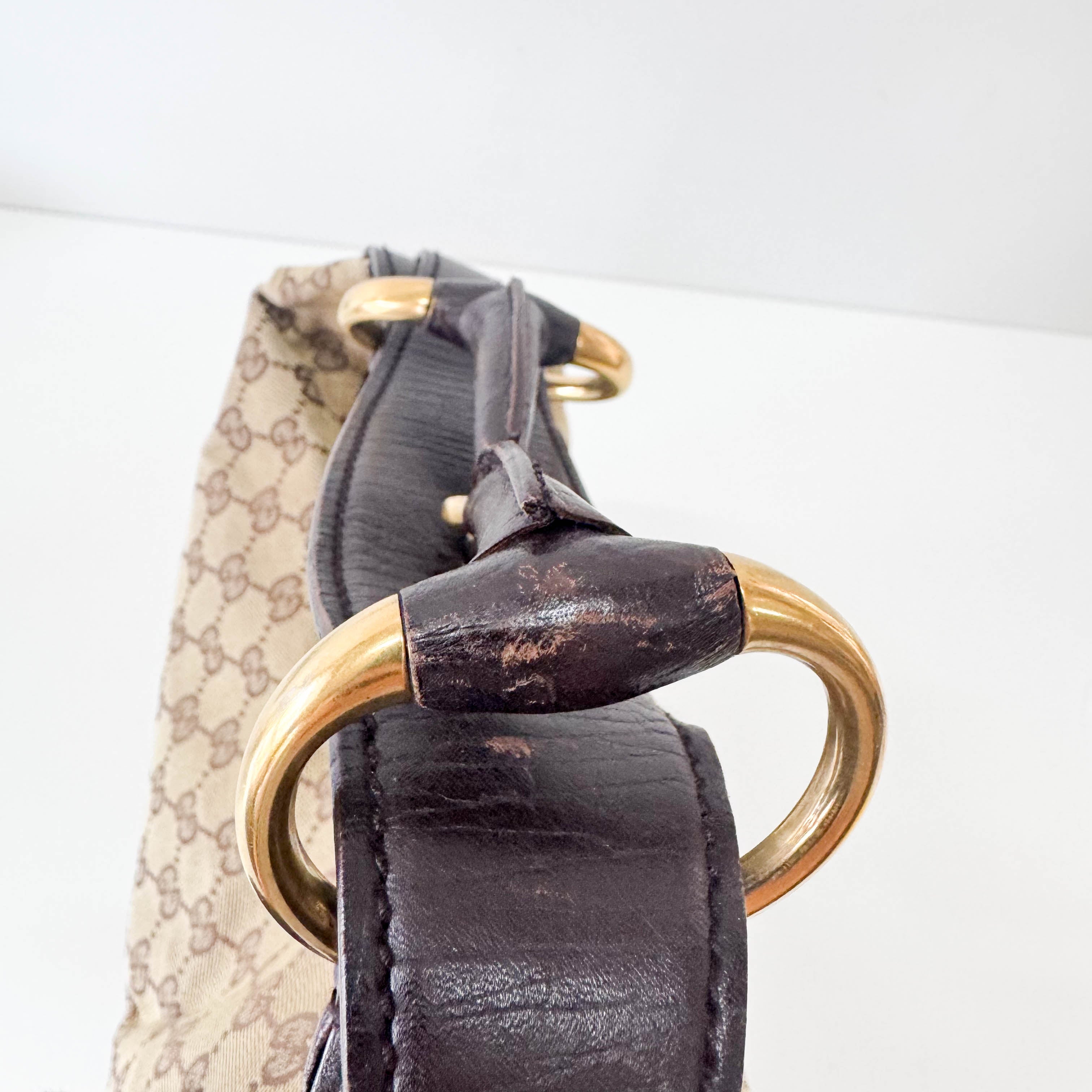 Natural Beige Leather Belt Tote Shoulder Bag