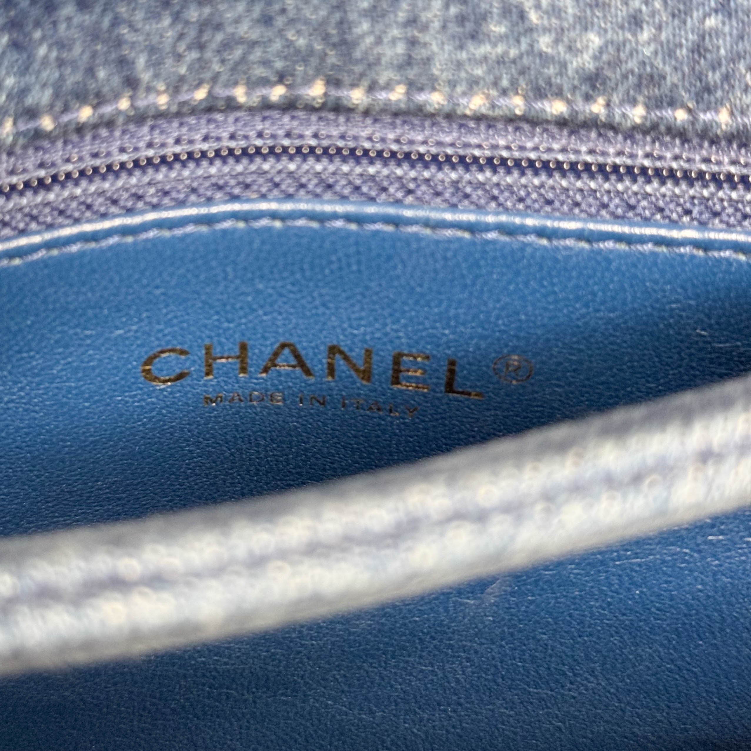 Trendy CC Denim Coco Handle Shoulder Bag