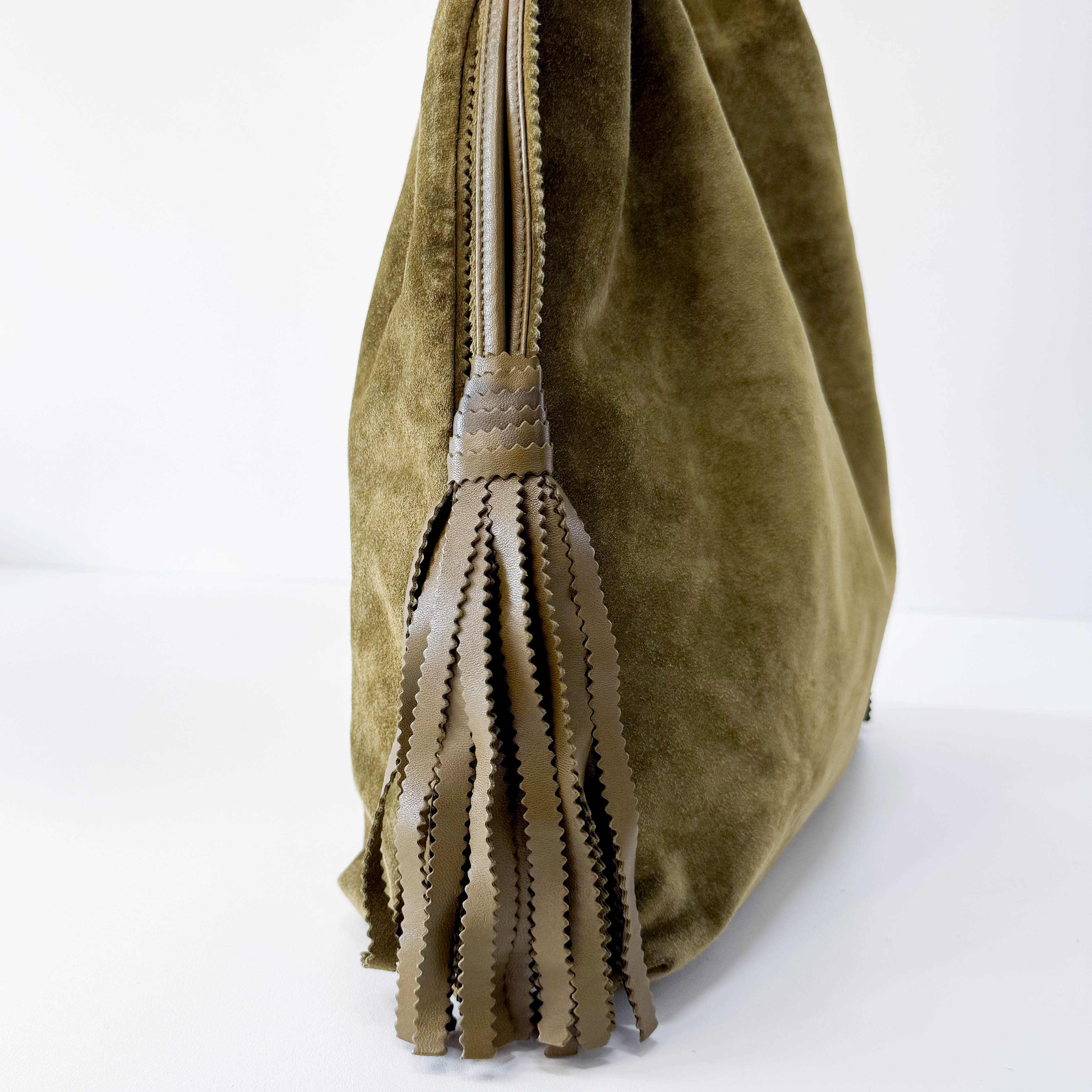 Green Suede Hobo Shoulder Bag