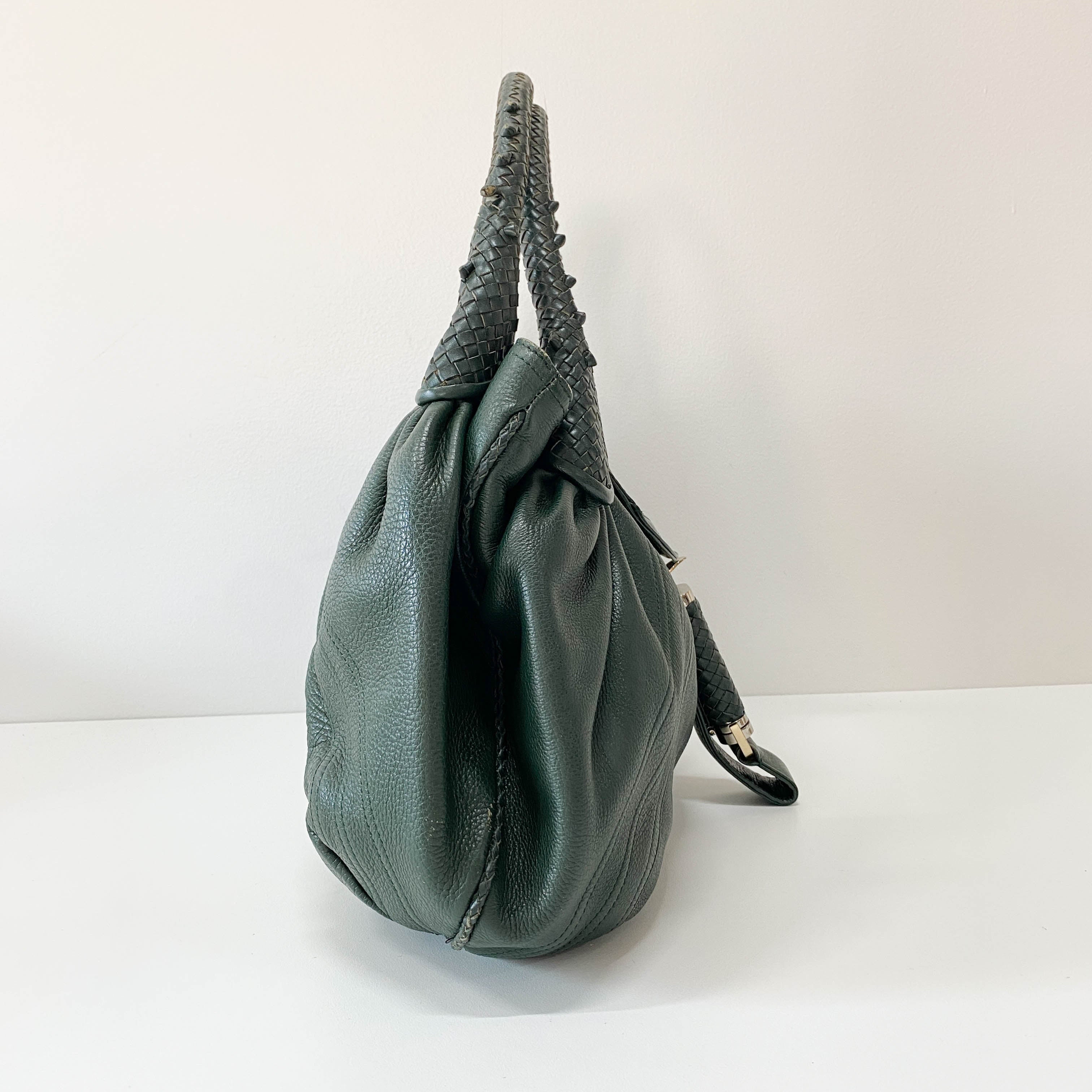 Spy Green Leather Shoulder Bag