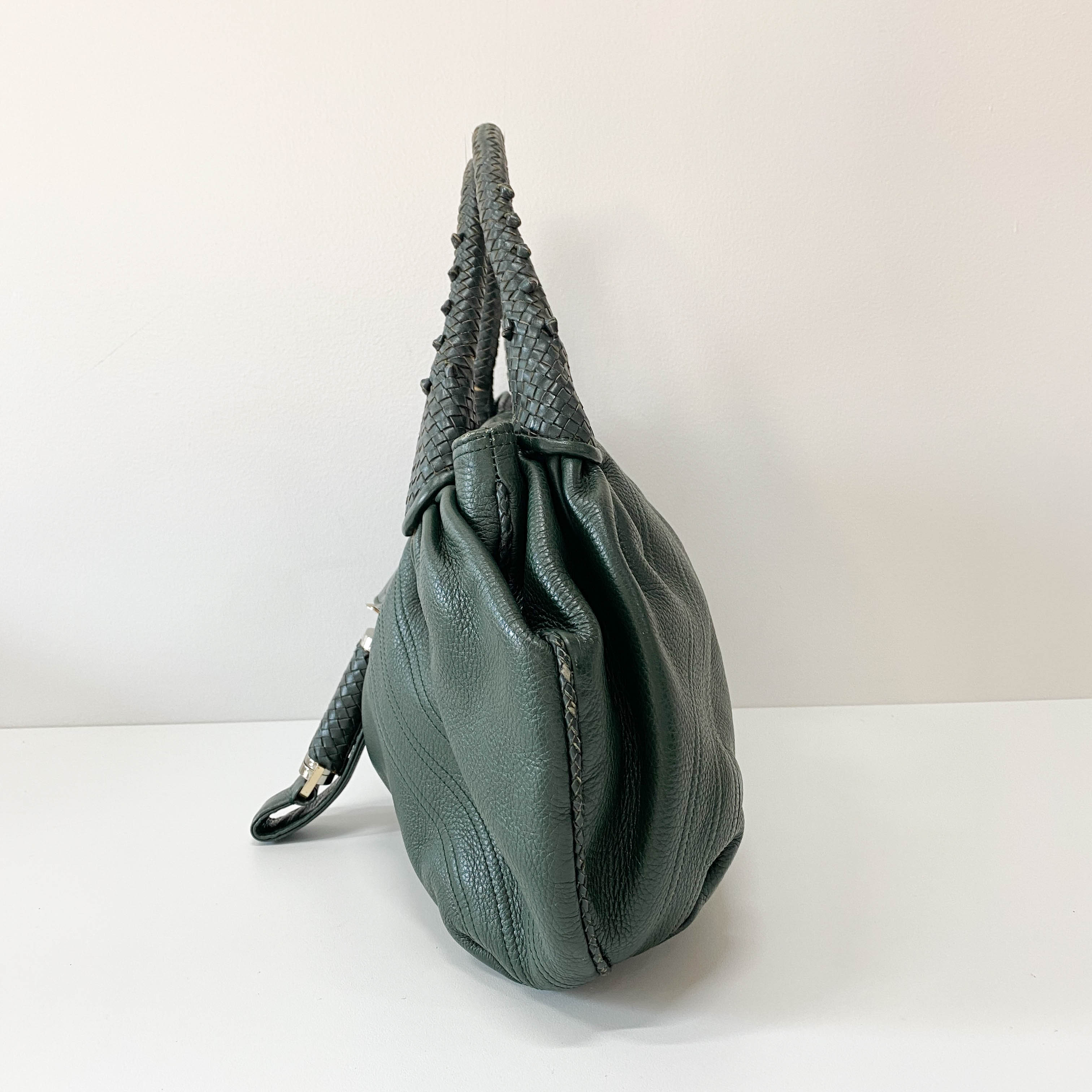 Spy Green Leather Shoulder Bag