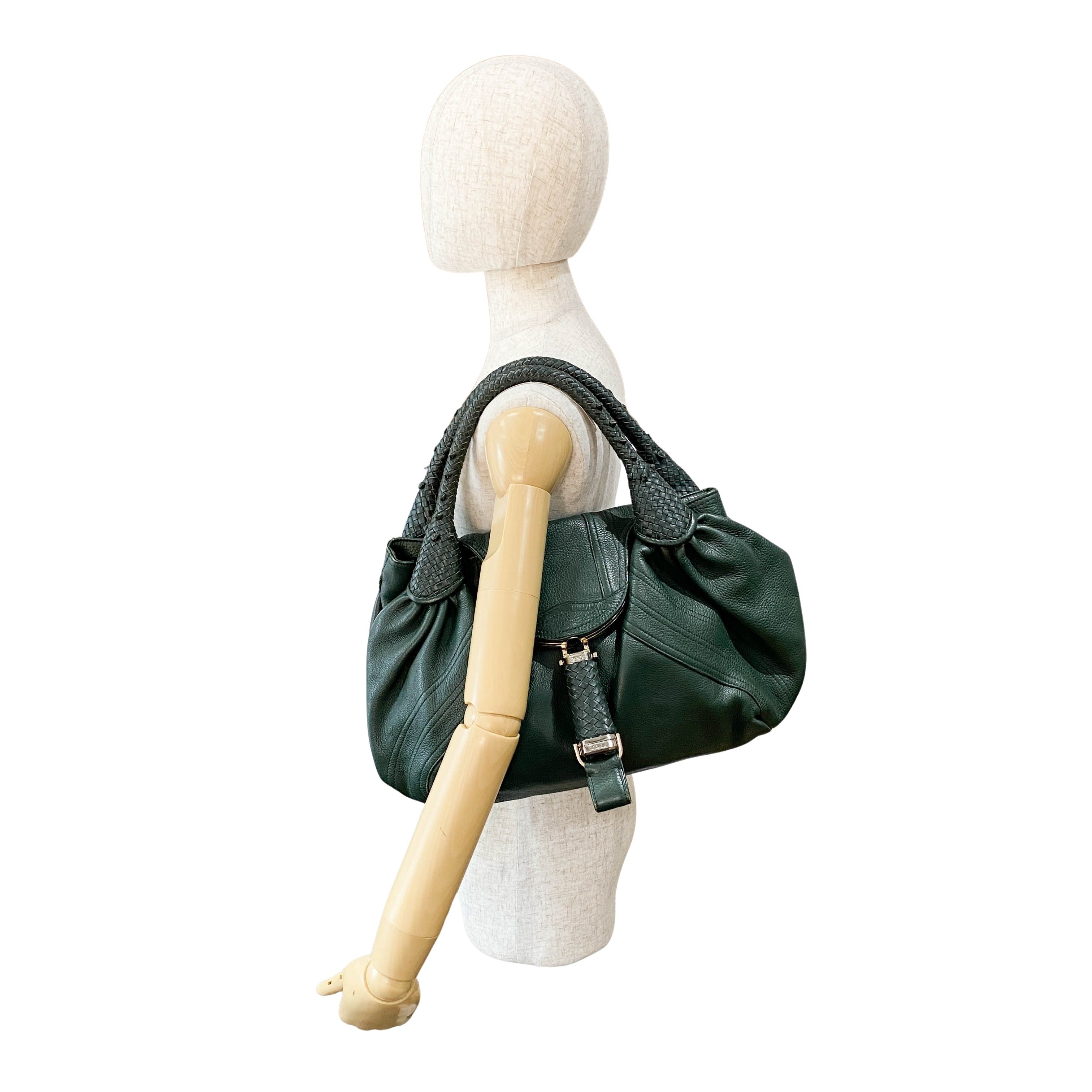 Spy Green Leather Shoulder Bag