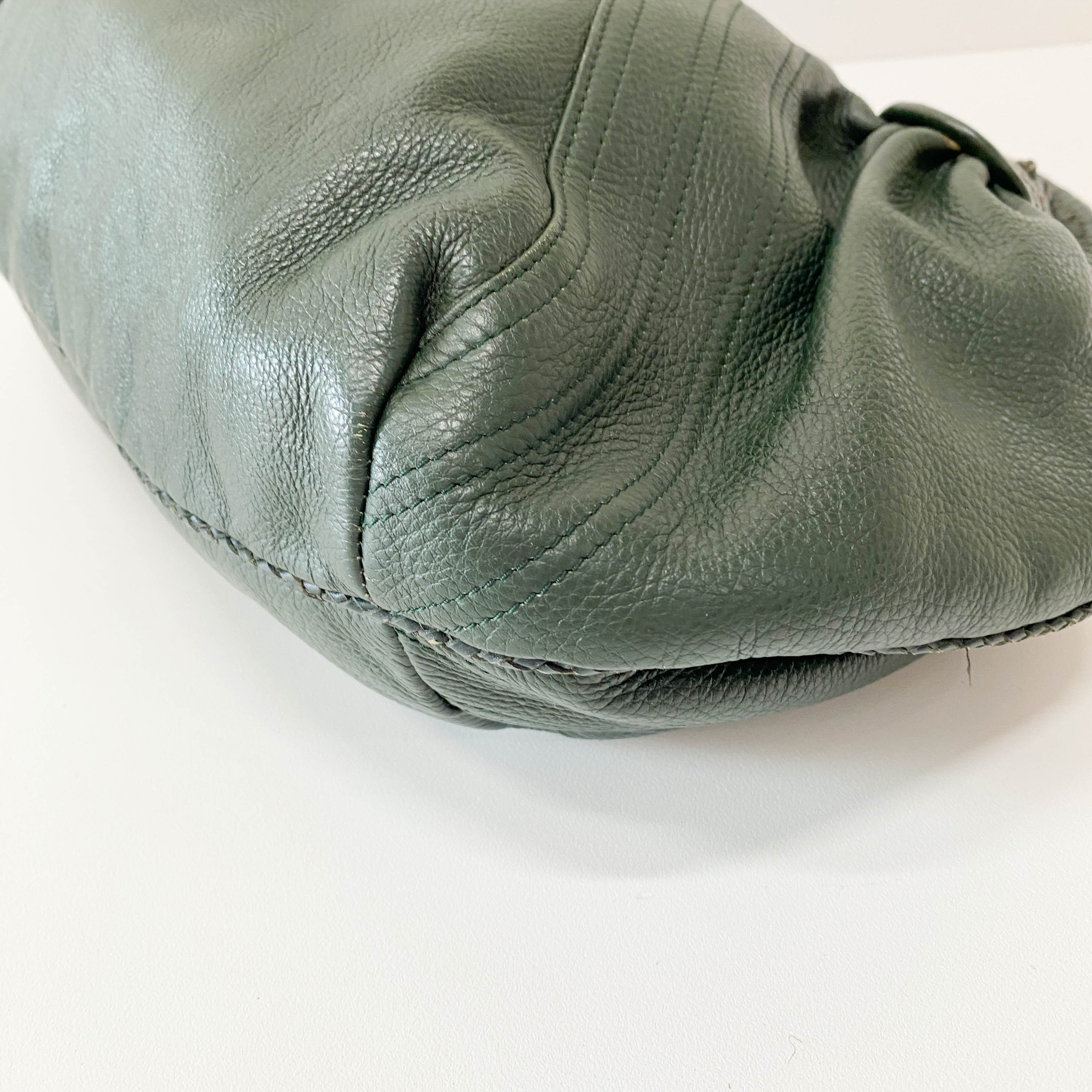 Spy Green Leather Shoulder Bag