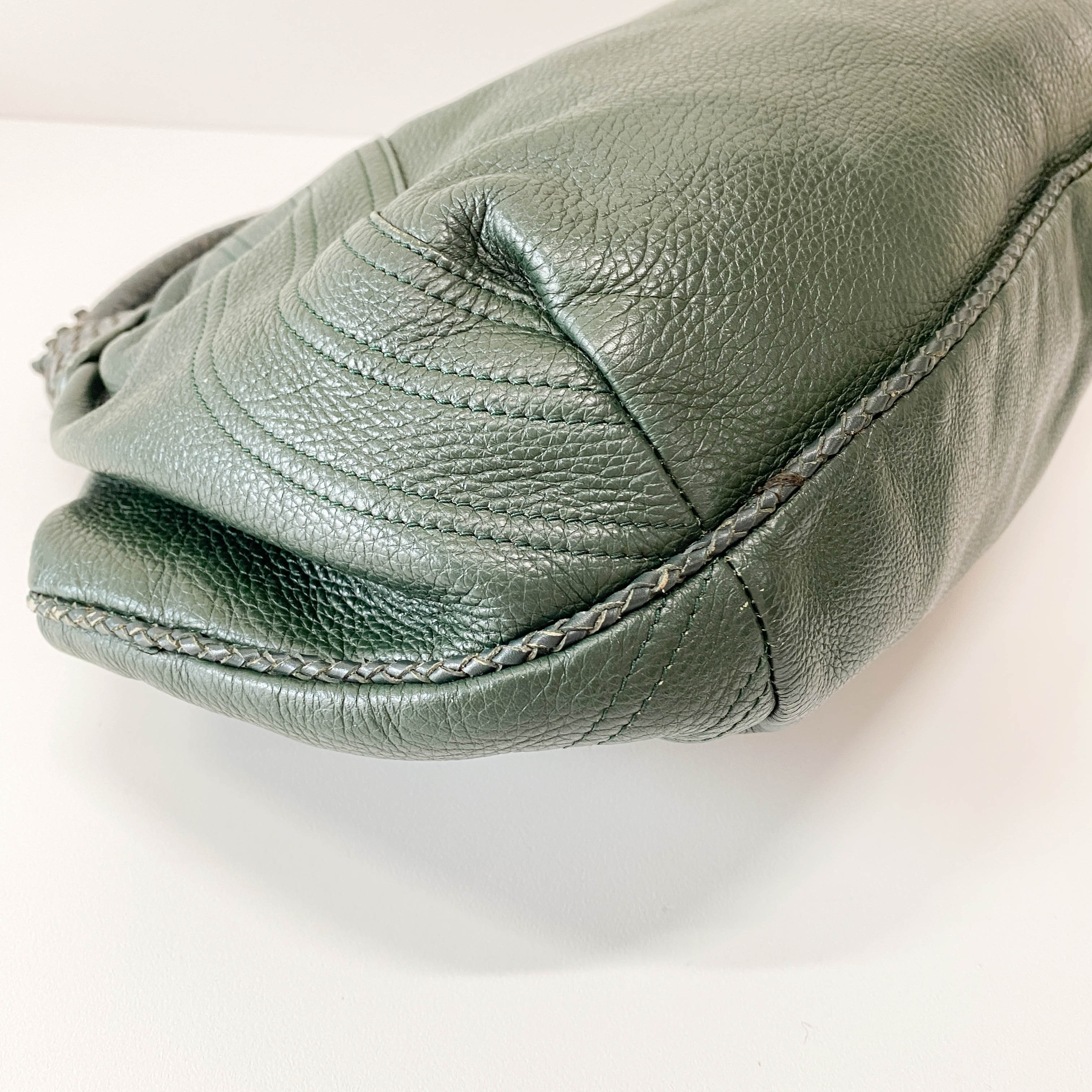 Spy Green Leather Shoulder Bag