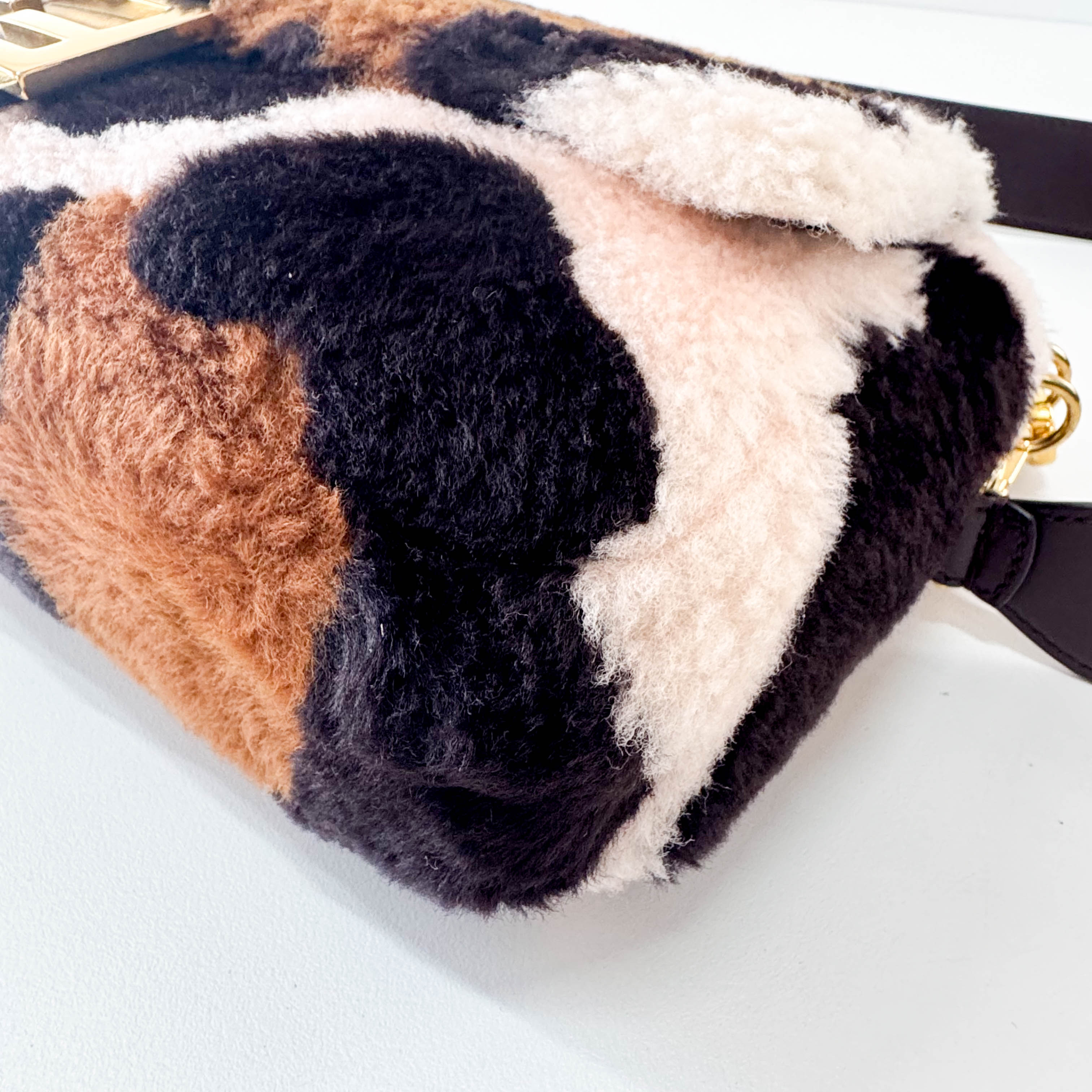 Maxi Baguette Fun Cow Print Wool Shoulder Bag