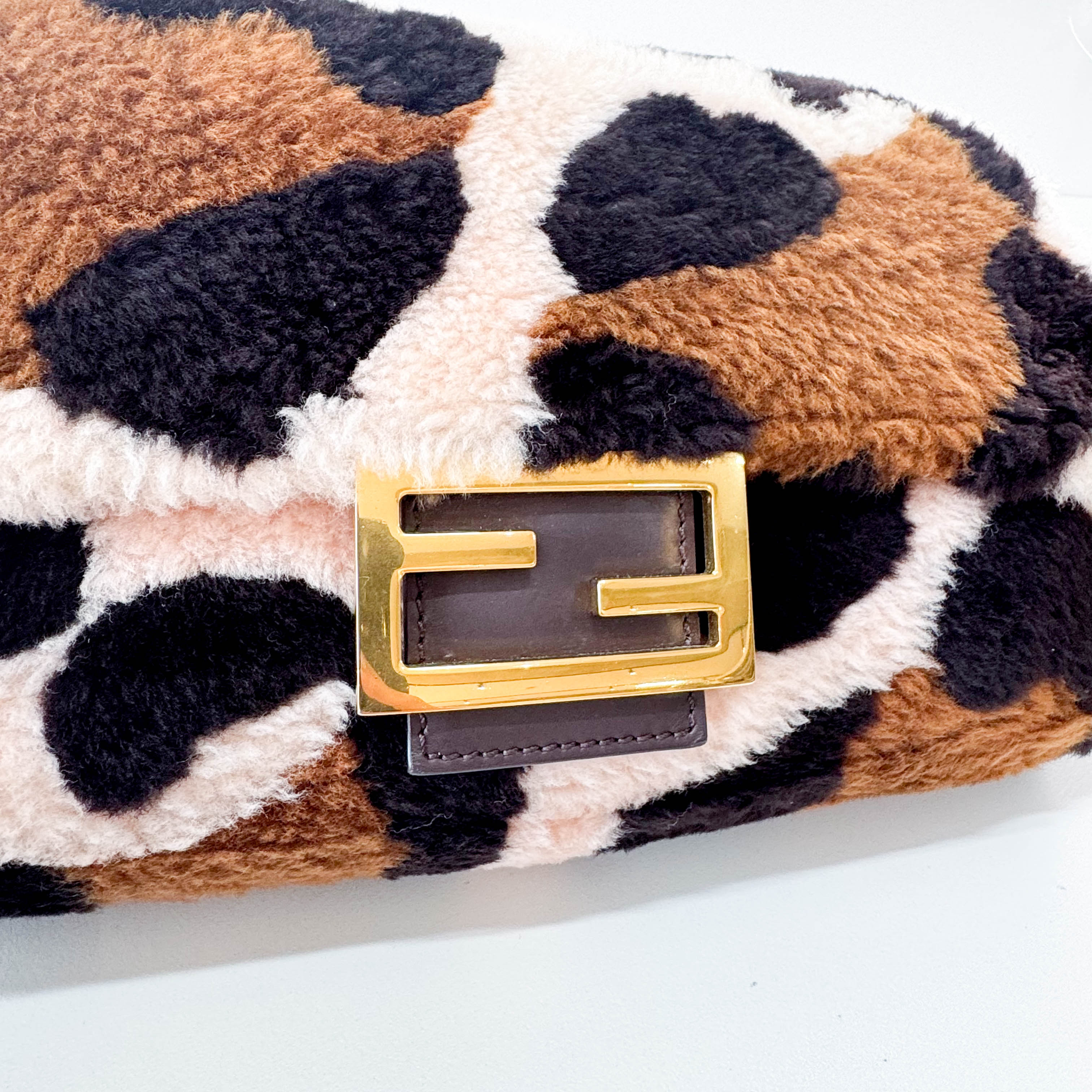 Maxi Baguette Fun Cow Print Wool Shoulder Bag