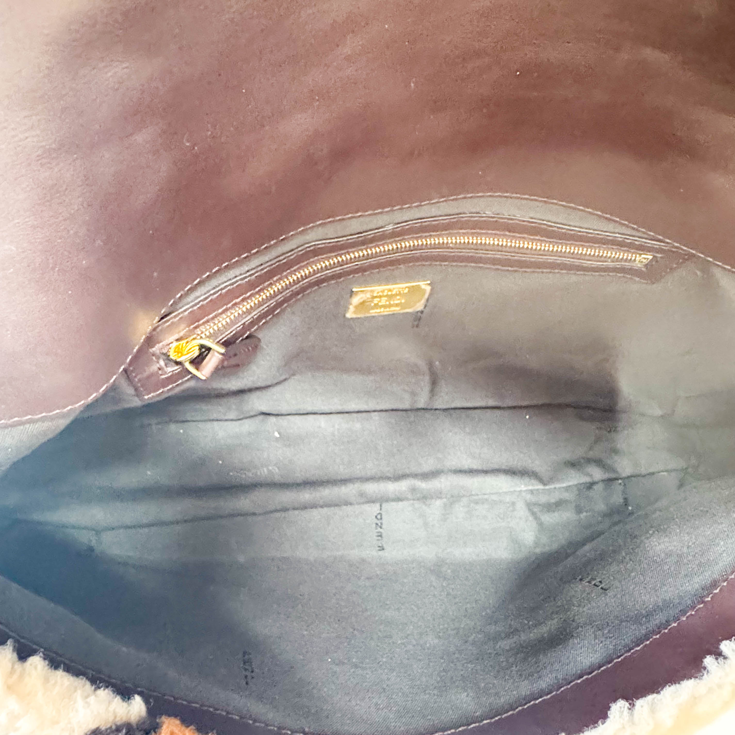 Maxi Baguette Fun Cow Print Wool Shoulder Bag