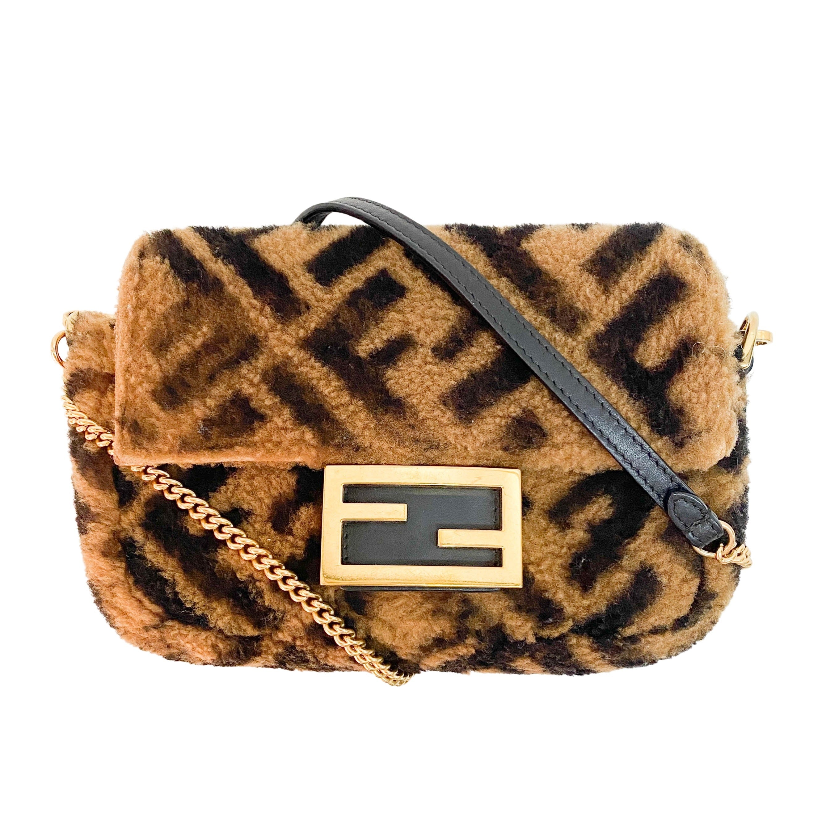 Zucca Baguette Mini Brown Wool Two Way Bag