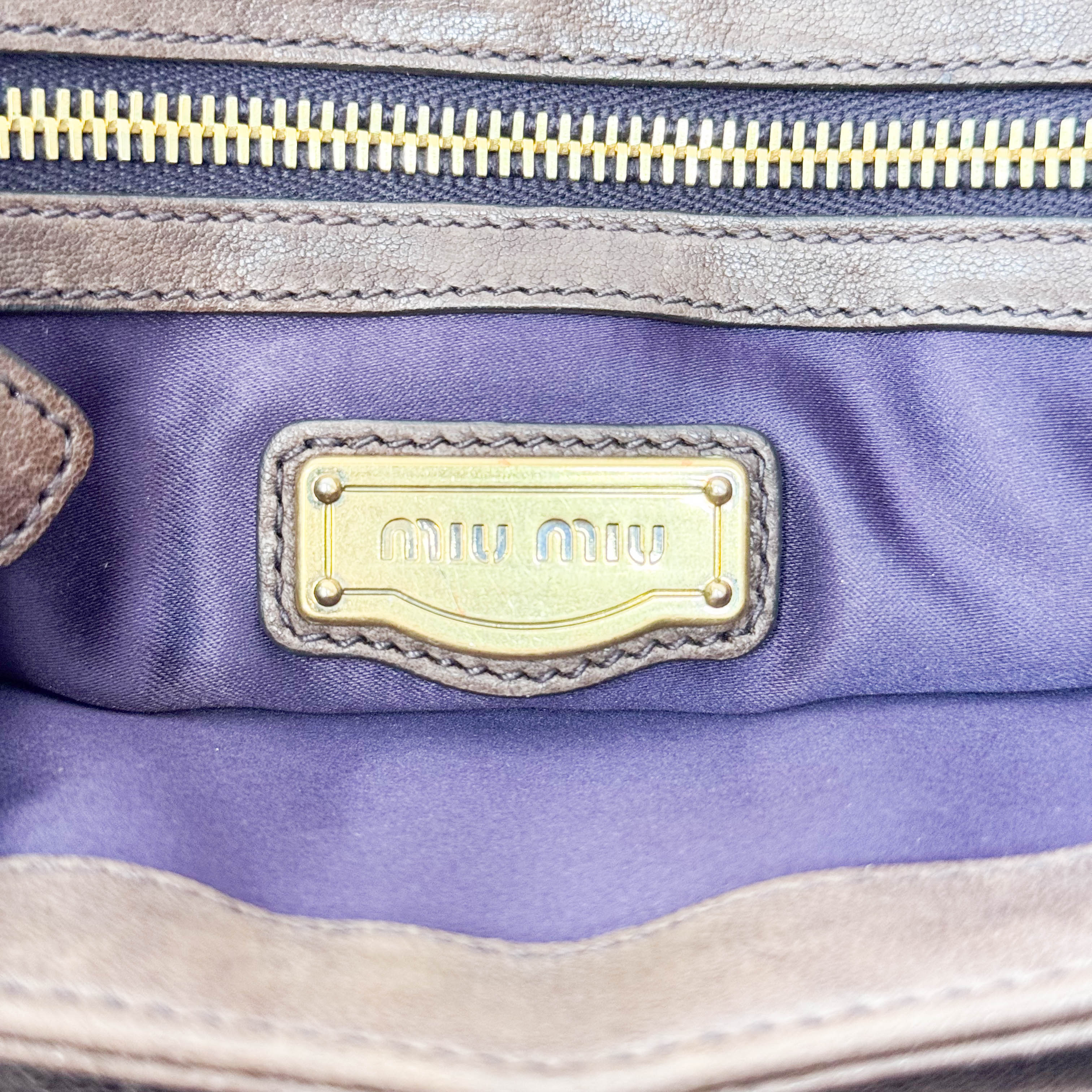 Brown Leather with Metal Studs Apliccation Bag