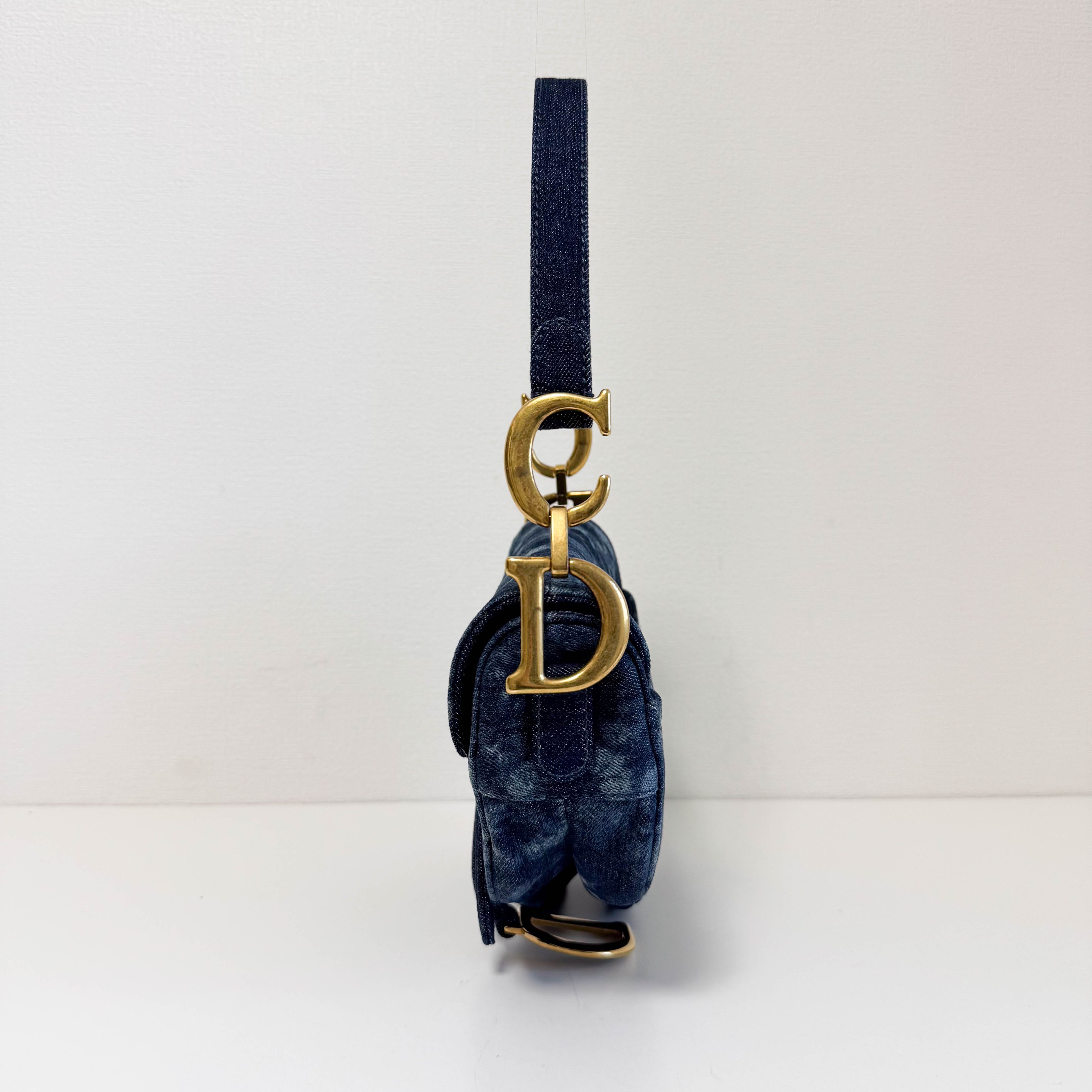 Saddle Borsa Da Sella in Senim Stampato Dior Blue Tie-Dye