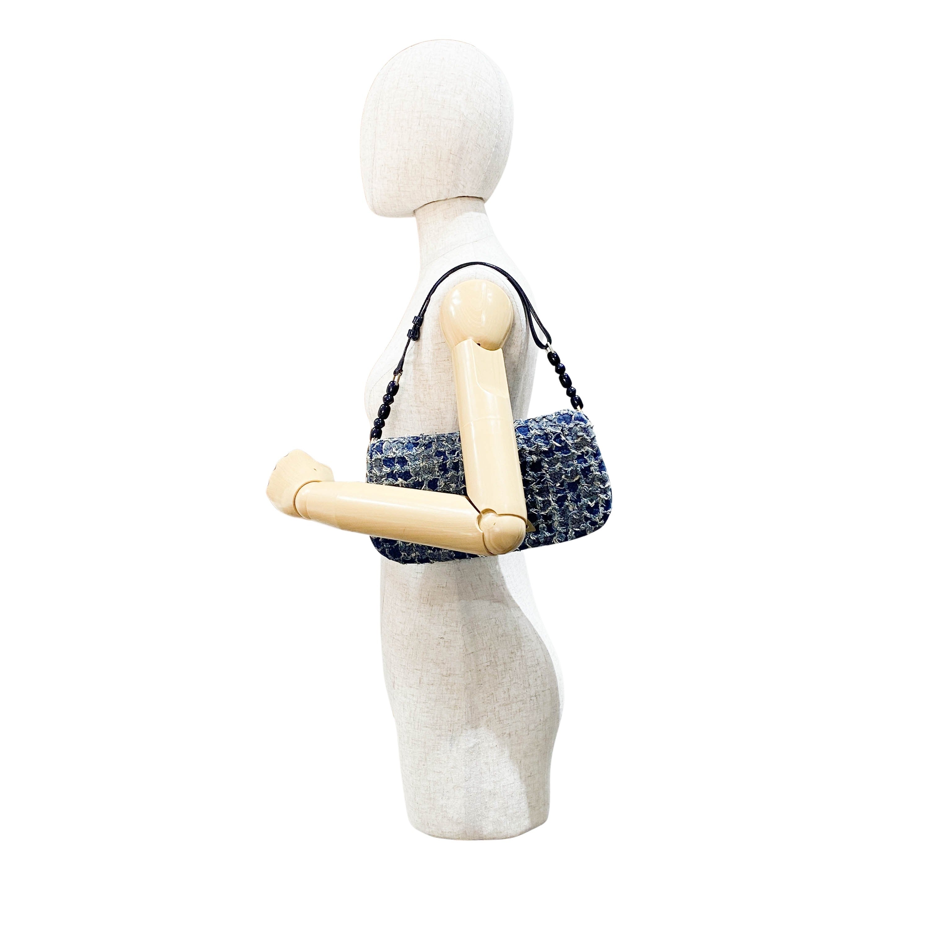 Malice Pearl Blue Denim Shoulder Bag