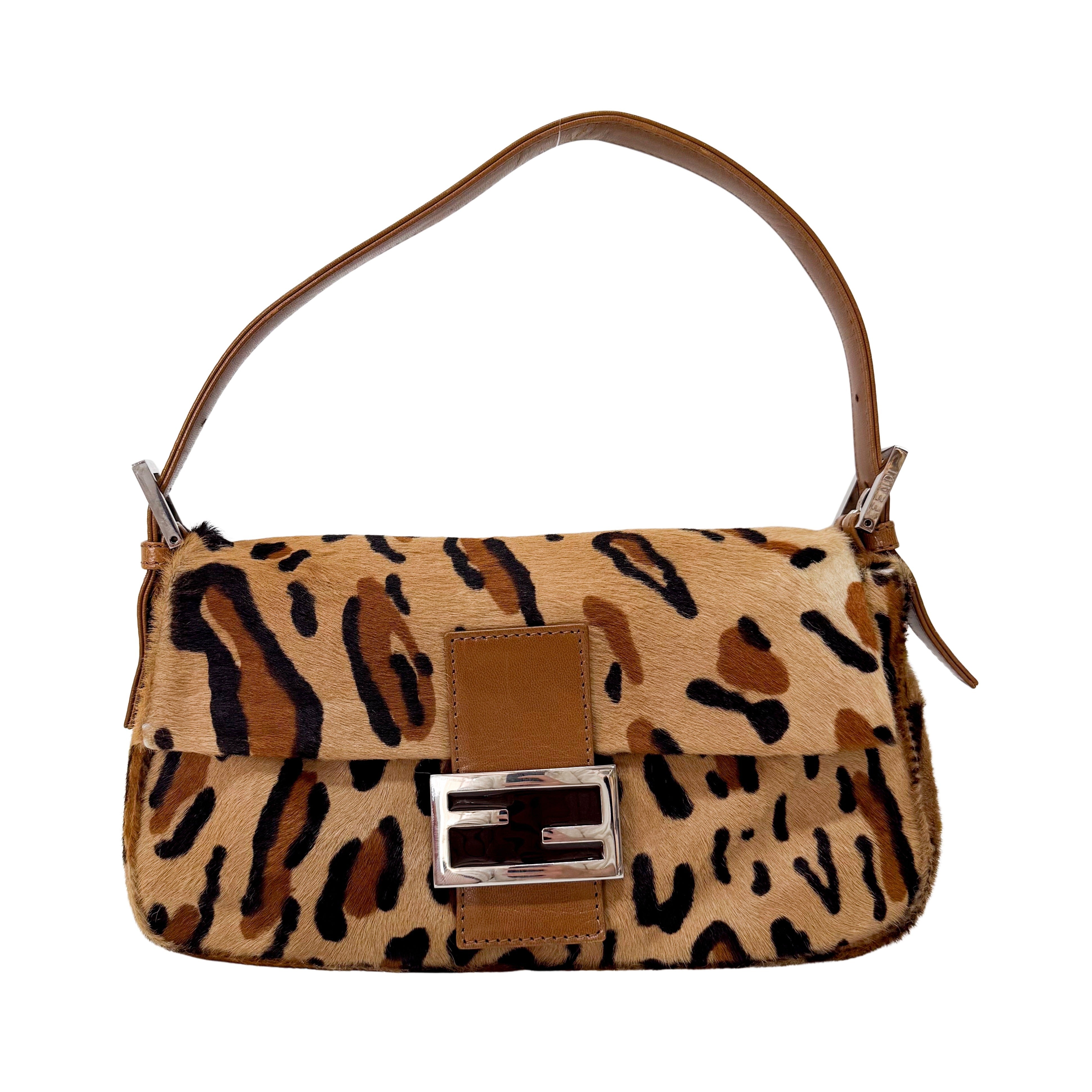 Baguette Leopard Print Pony Hair Bag