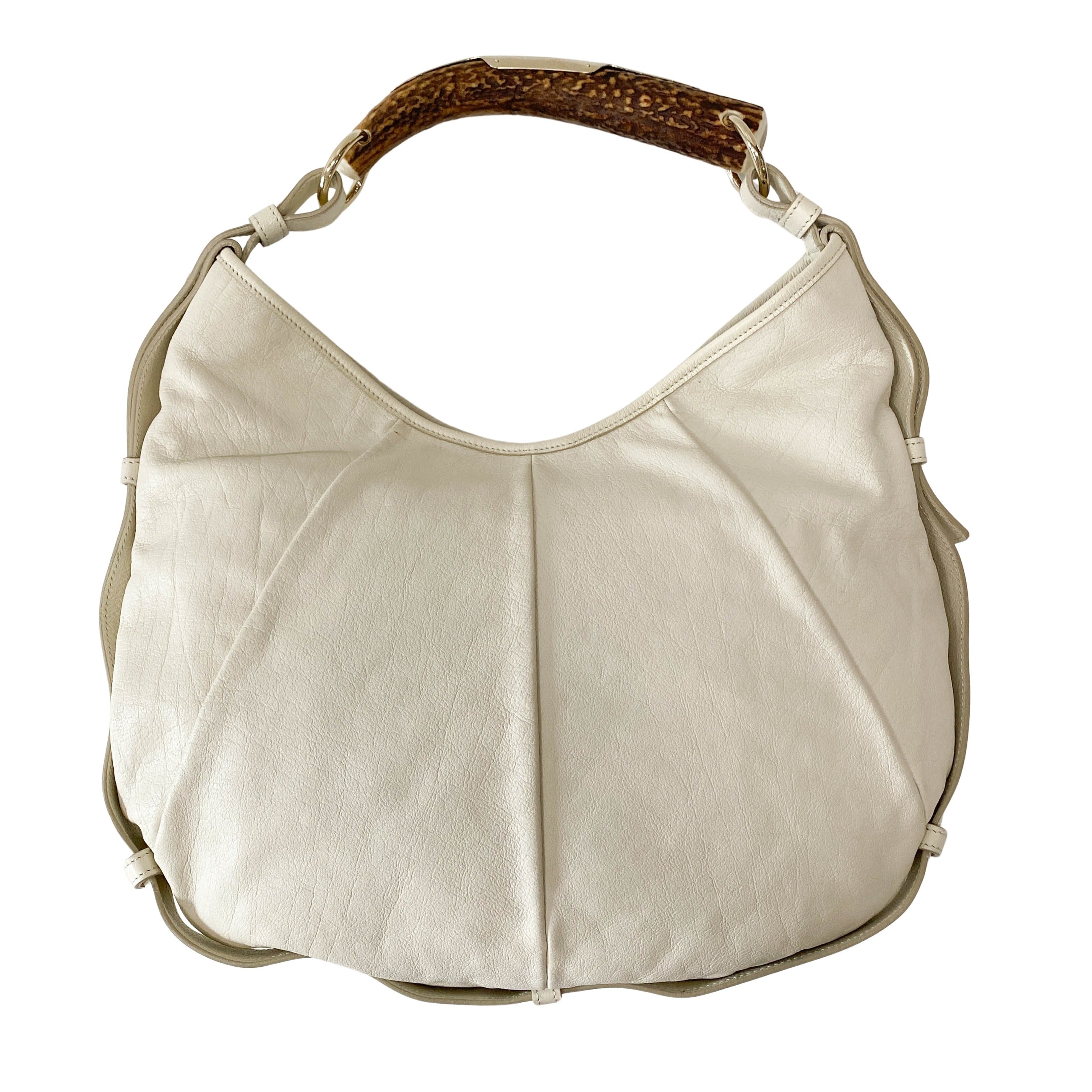 Mombasa White Leather Studs Shoulder Bag