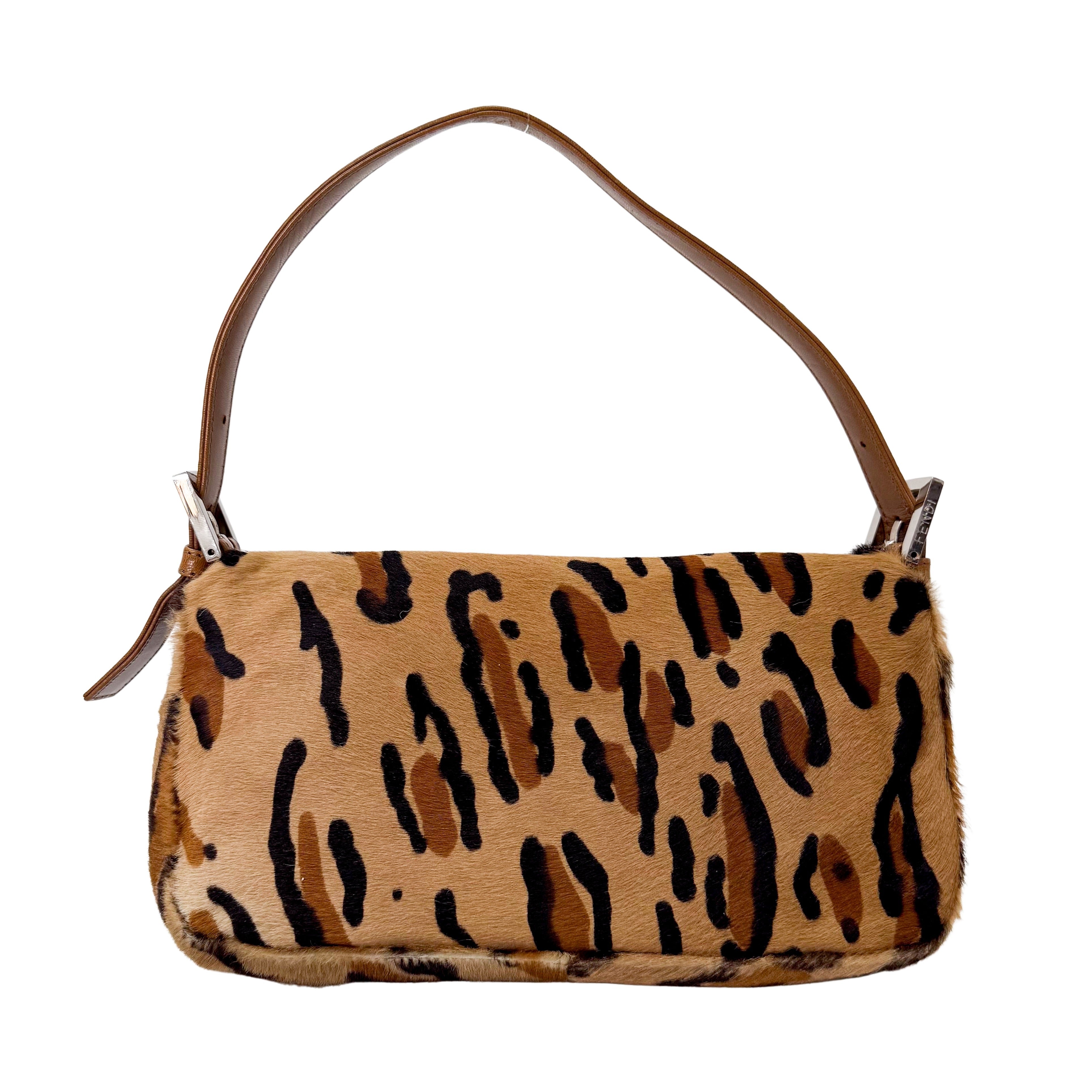 Baguette Leopard Print Pony Hair Bag