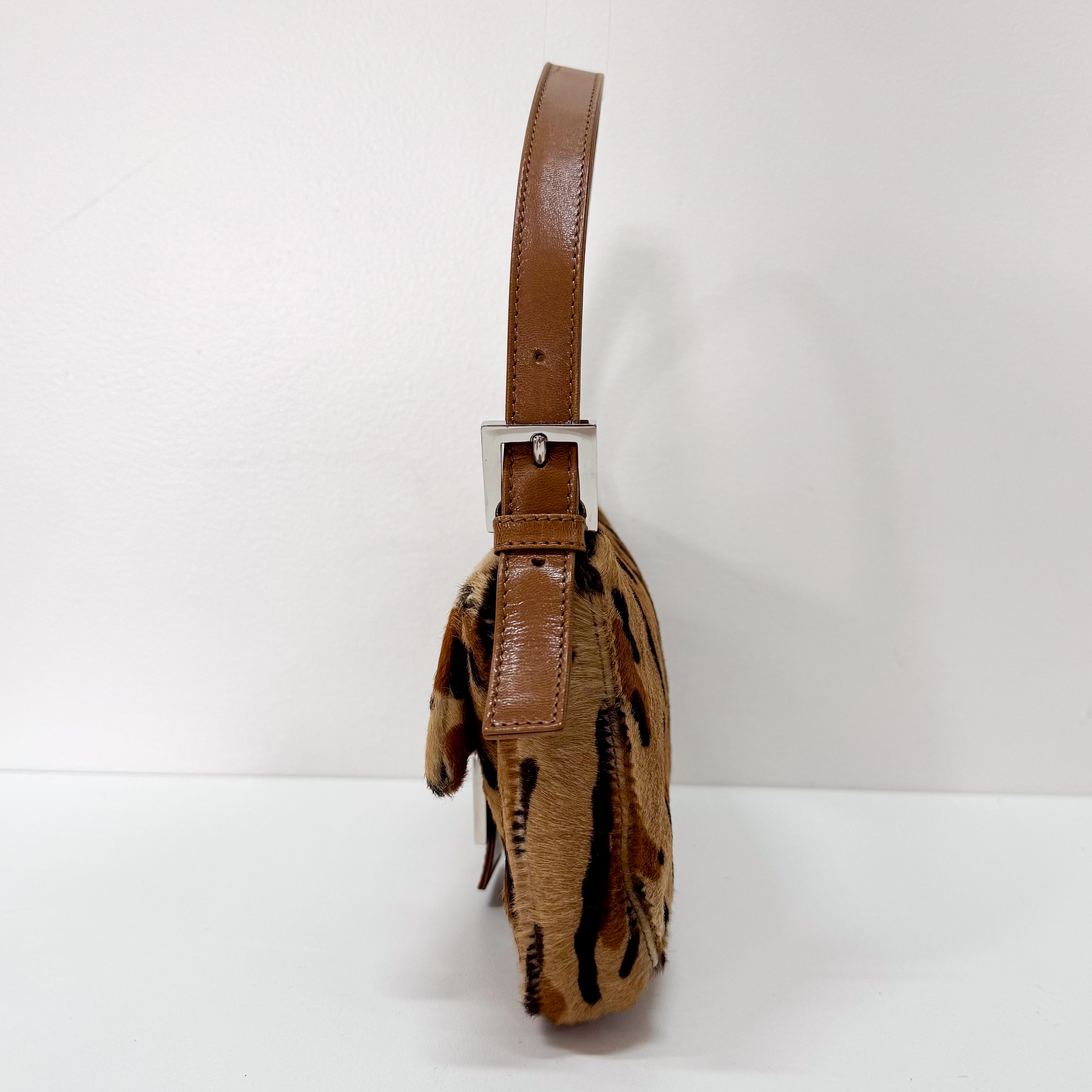 Baguette Leopard Print Pony Hair Bag