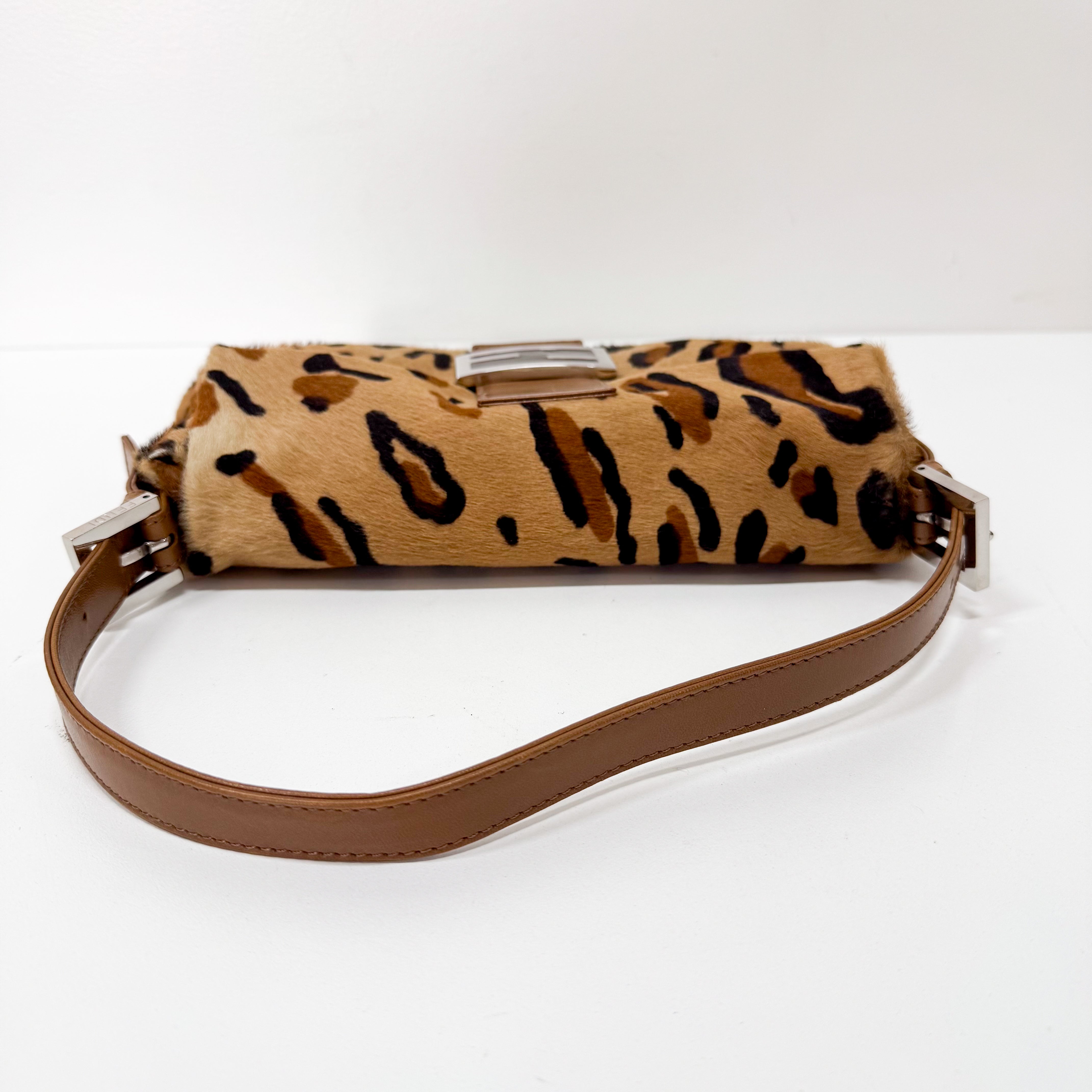 Baguette Leopard Print Pony Hair Bag