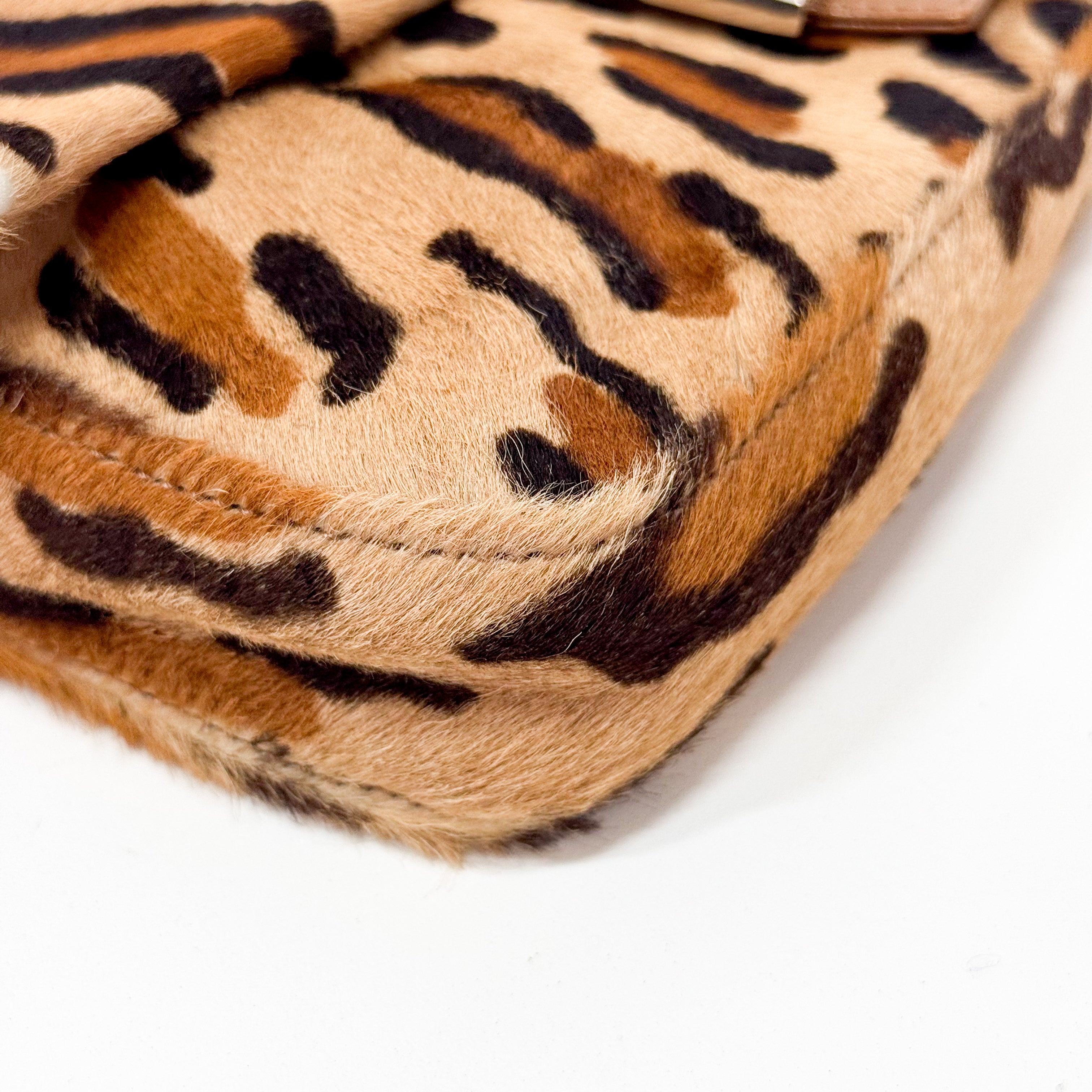 Baguette Leopard Print Pony Hair Bag