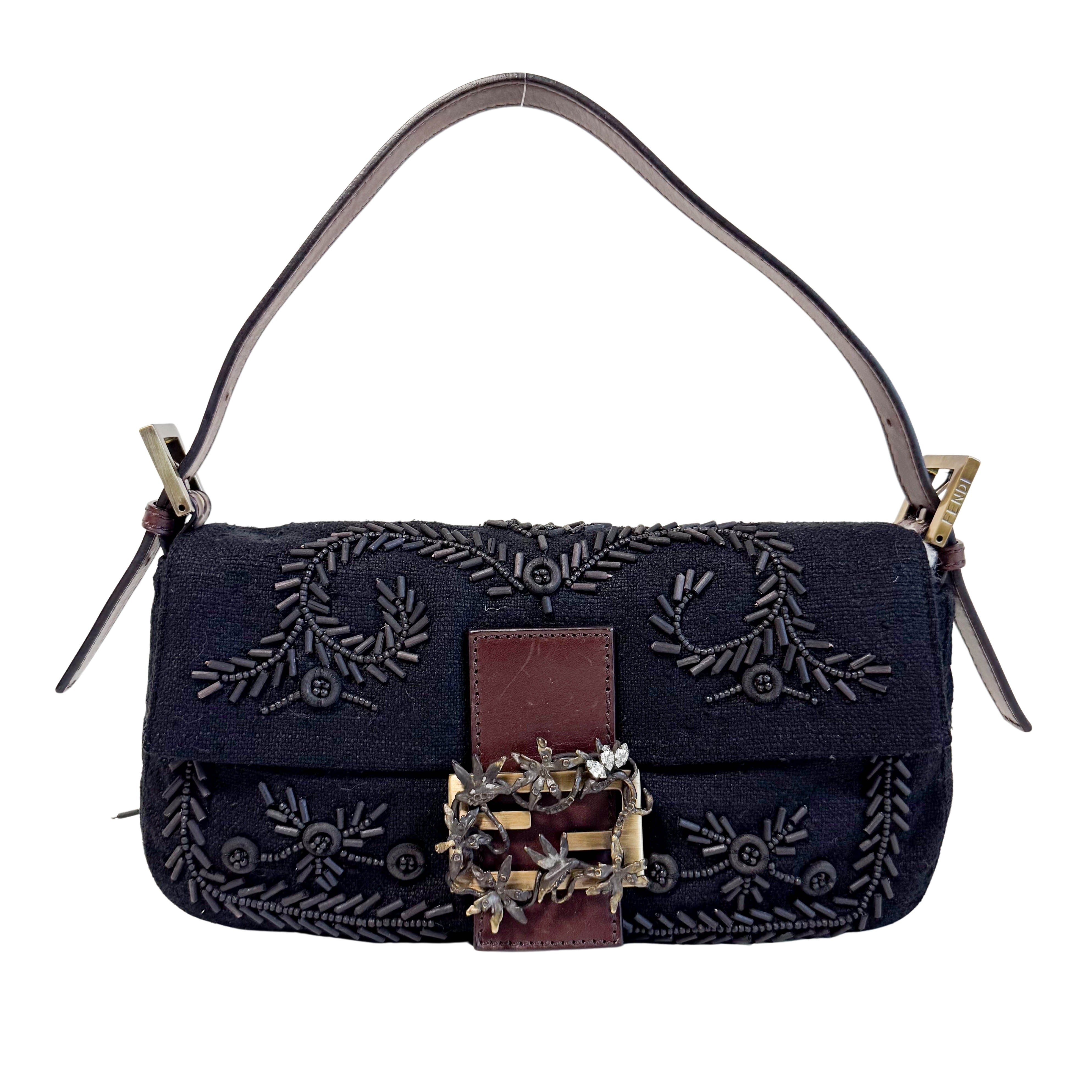 Limited Edition Baguette Black Beaded Shoulder Bag