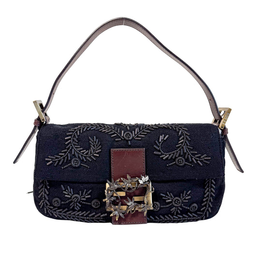 Limited Edition Baguette Black Beaded Shoulder Bag