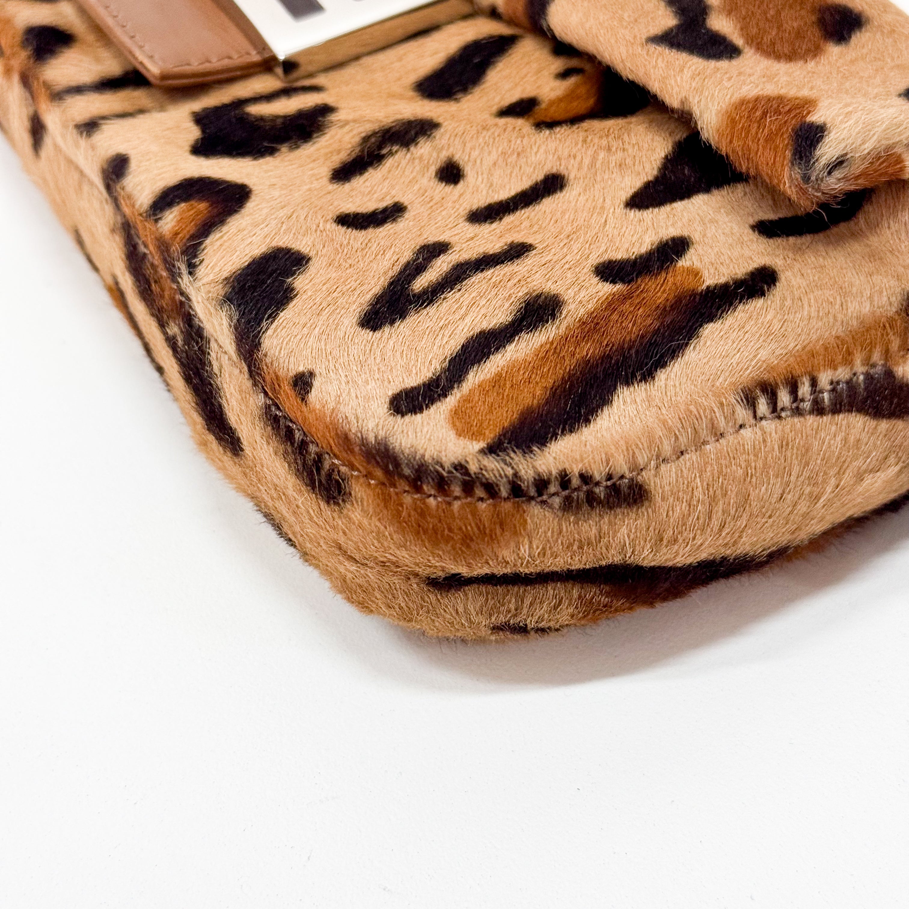 Baguette Leopard Print Pony Hair Bag