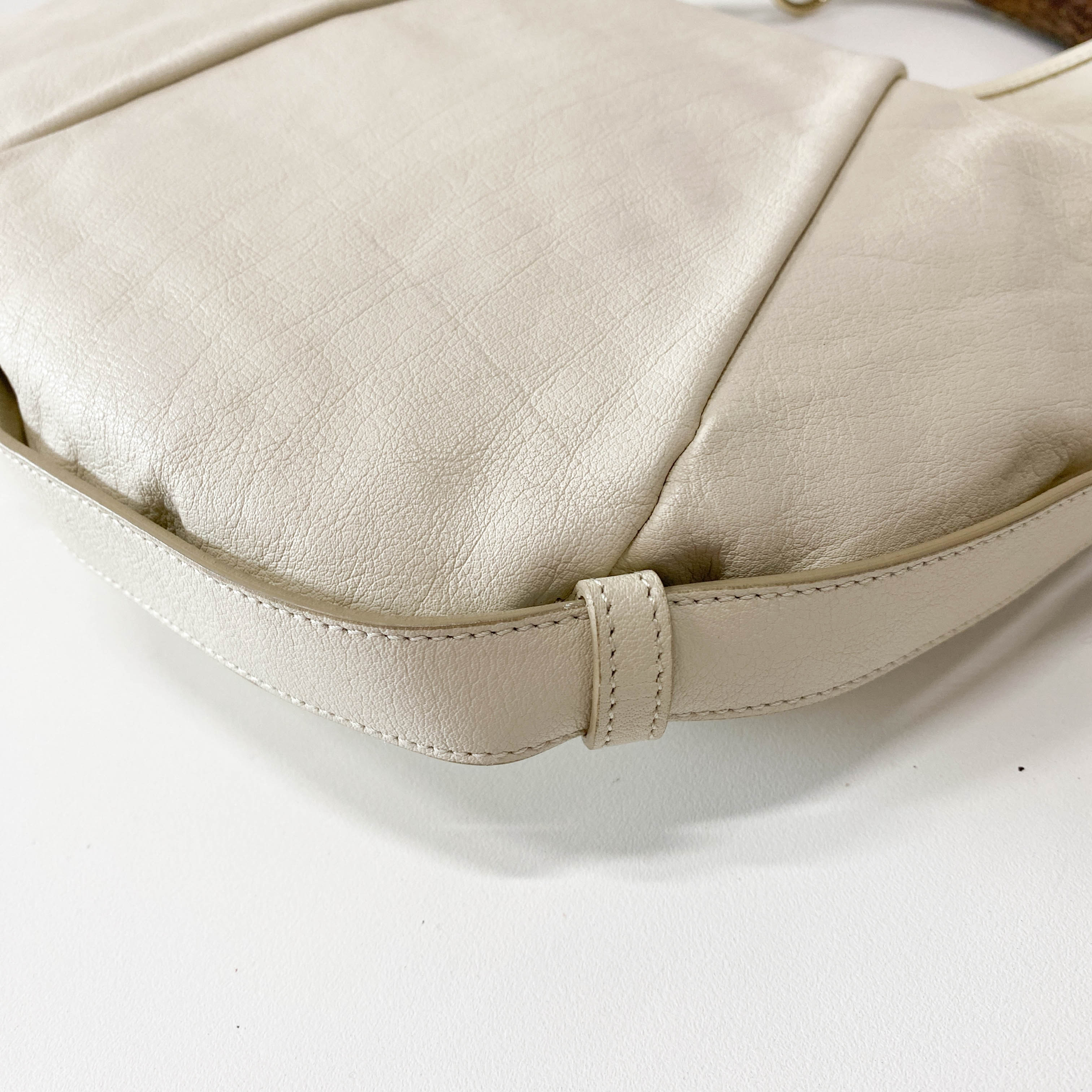 Mombasa White Leather Studs Shoulder Bag