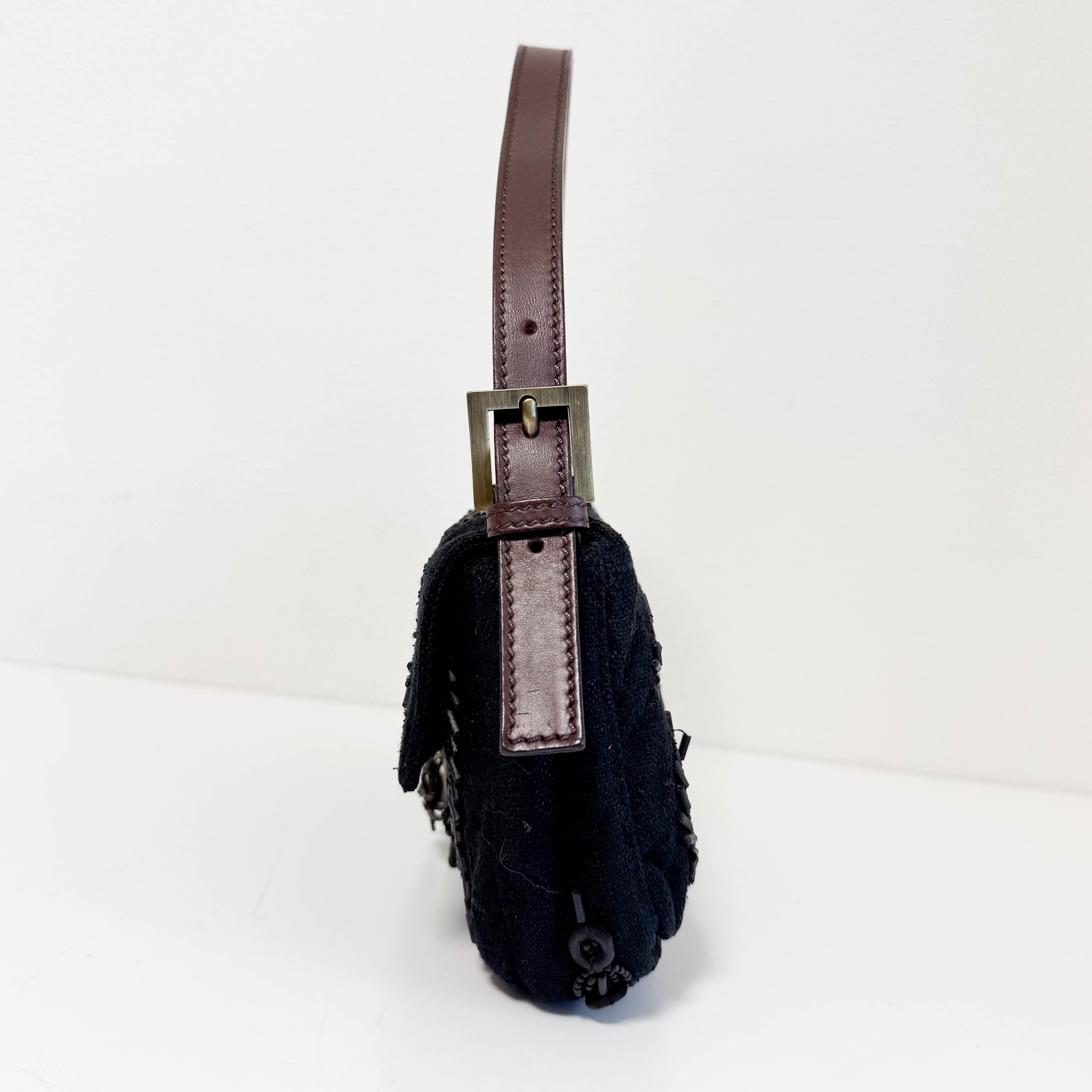 Limited Edition Baguette Black Beaded Shoulder Bag