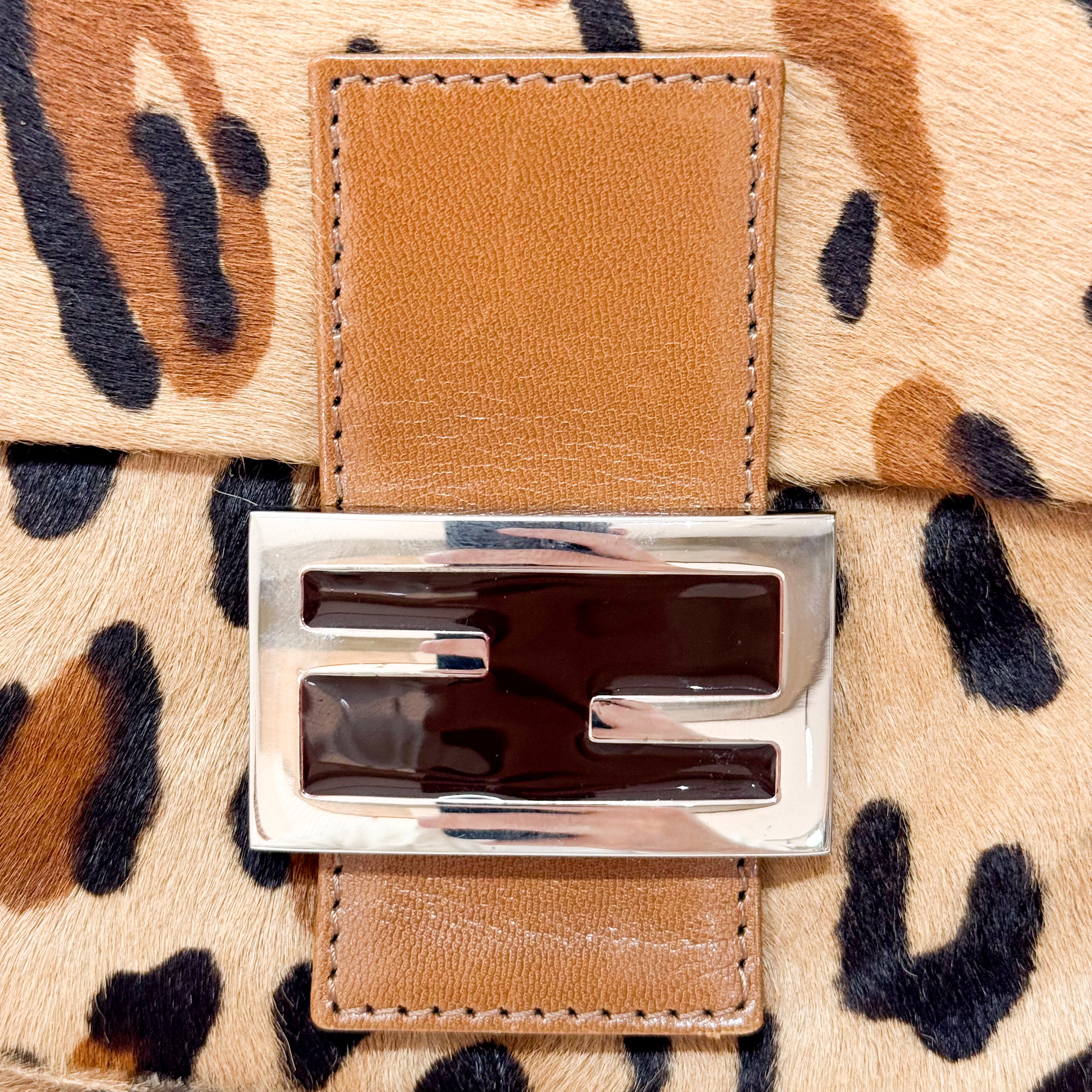 Baguette Leopard Print Pony Hair Bag