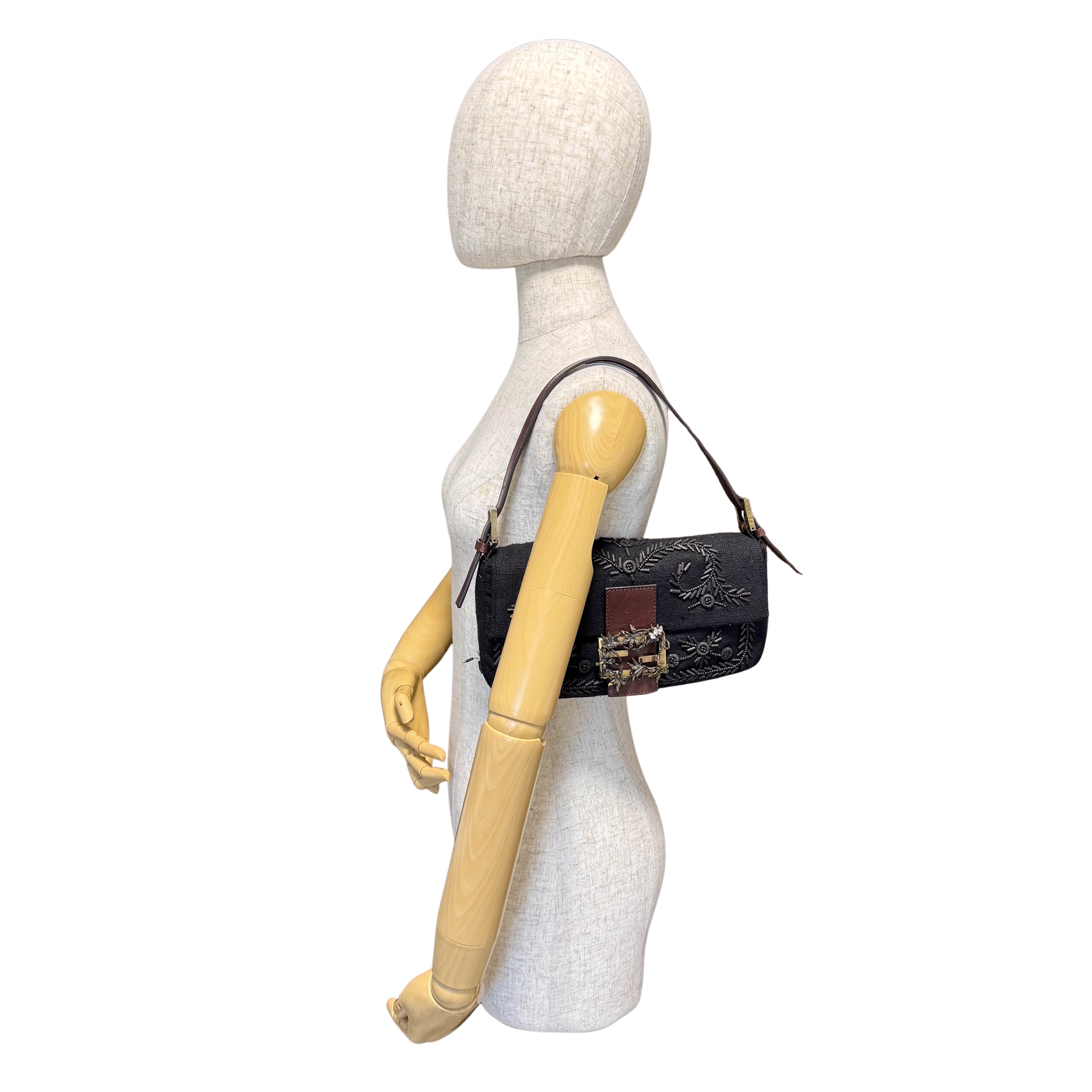 Limited Edition Baguette Black Beaded Shoulder Bag