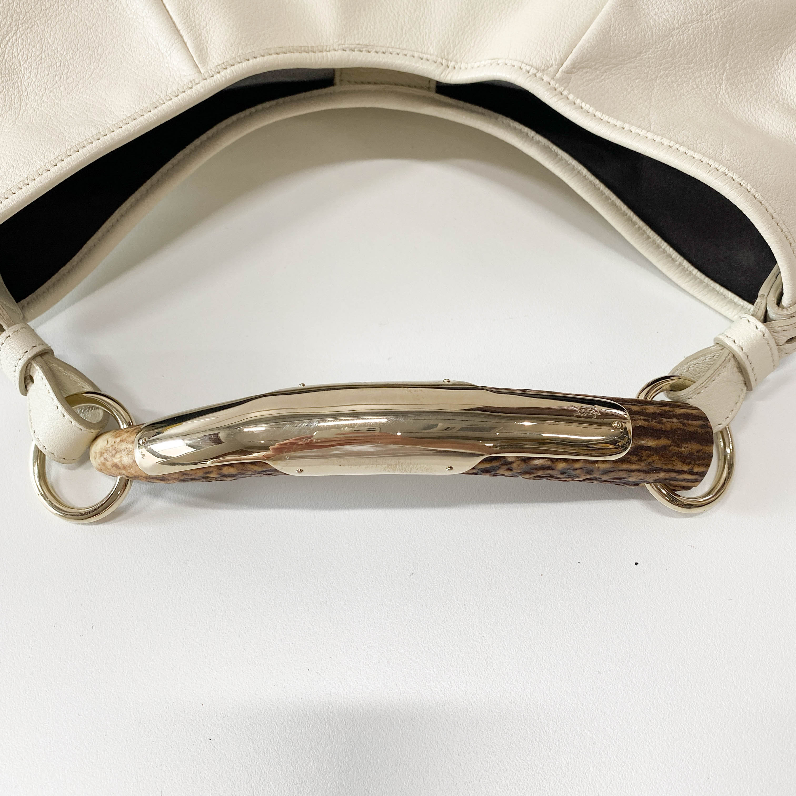 Mombasa White Leather Studs Shoulder Bag