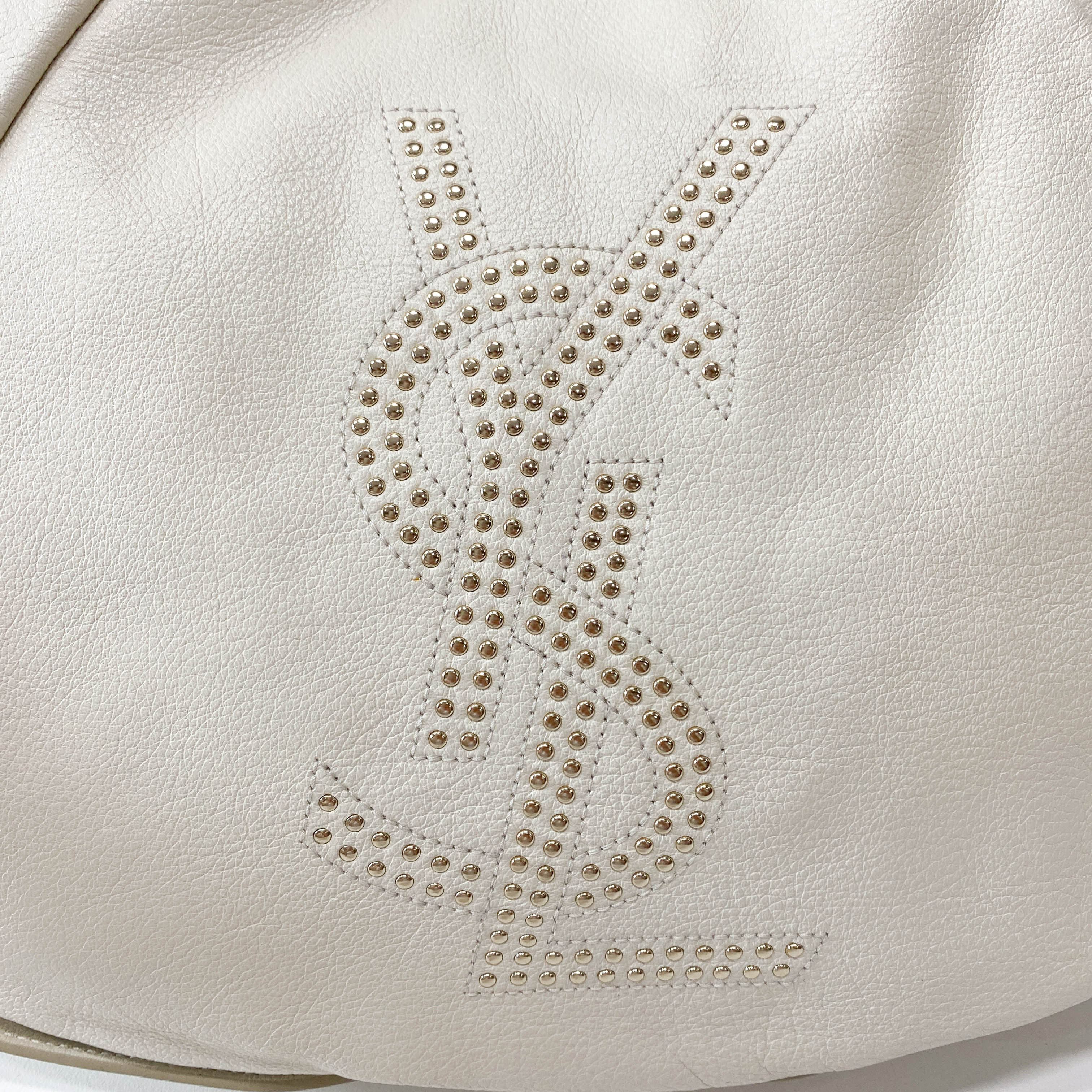 Mombasa White Leather Studs Shoulder Bag