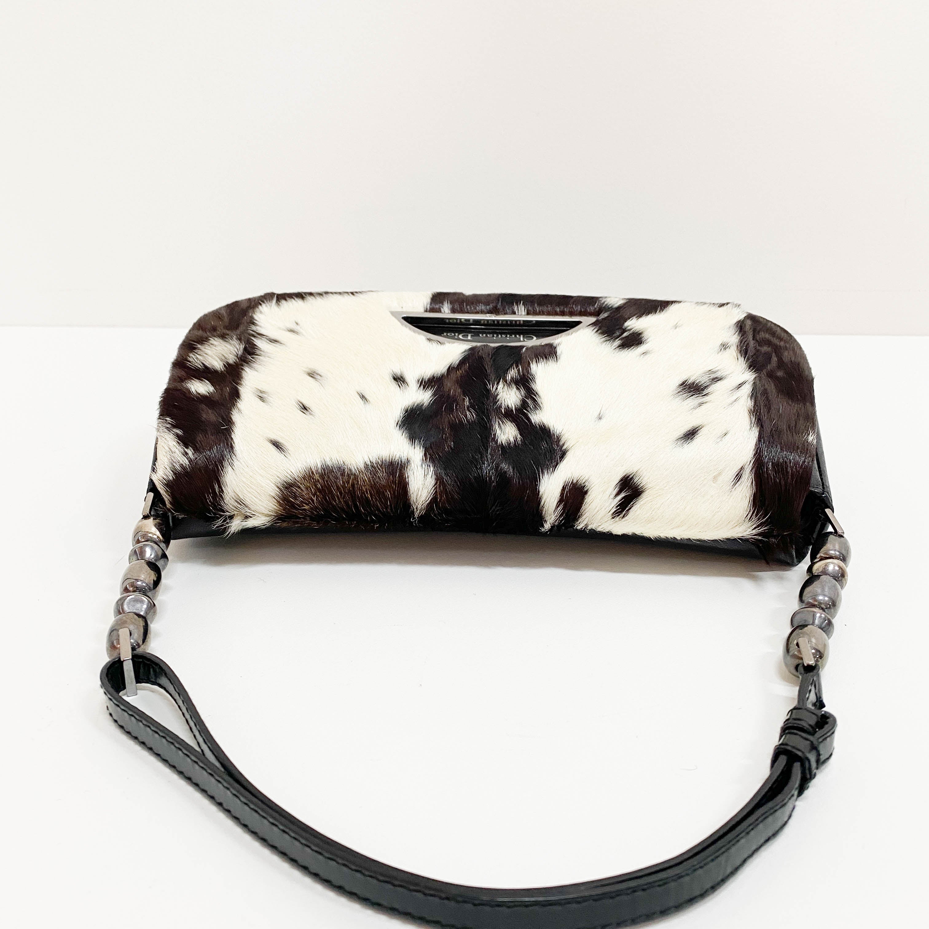 Limited Edition Malice Pearl Cow Print Brown Pony Hair Shoulder Bag