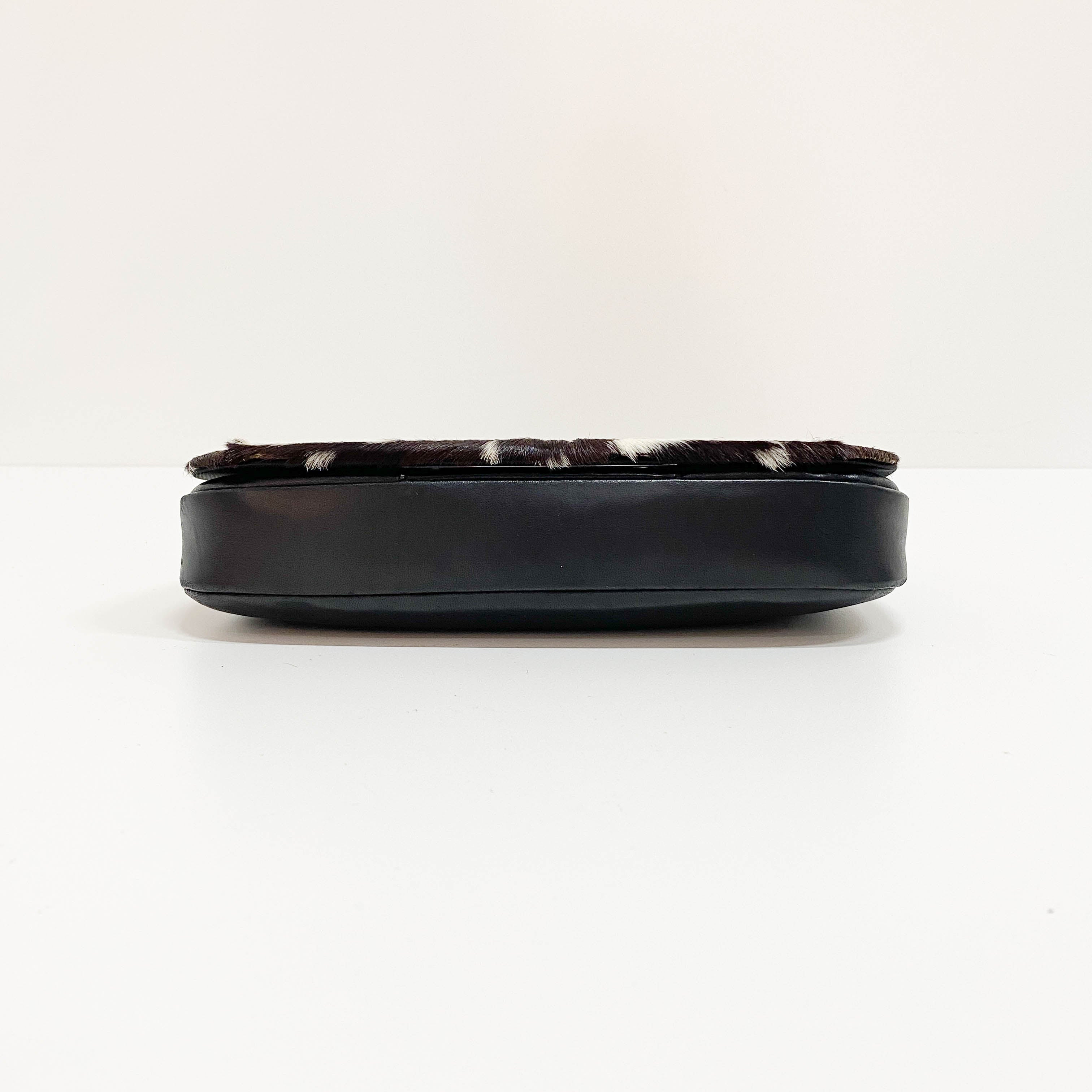 Limited Edition Malice Pearl Cow Print Brown Pony Hair Shoulder Bag