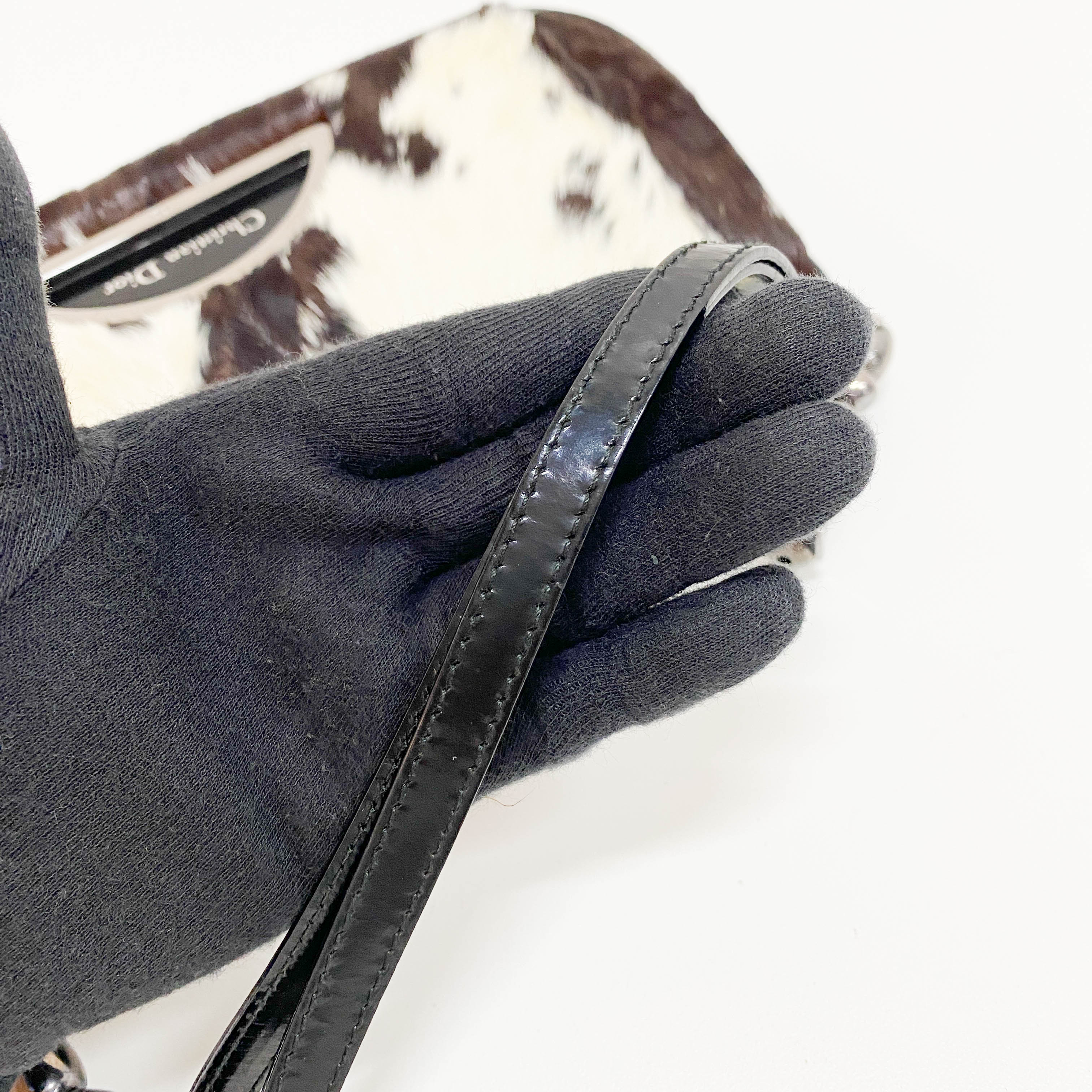 Limited Edition Malice Pearl Cow Print Brown Pony Hair Shoulder Bag