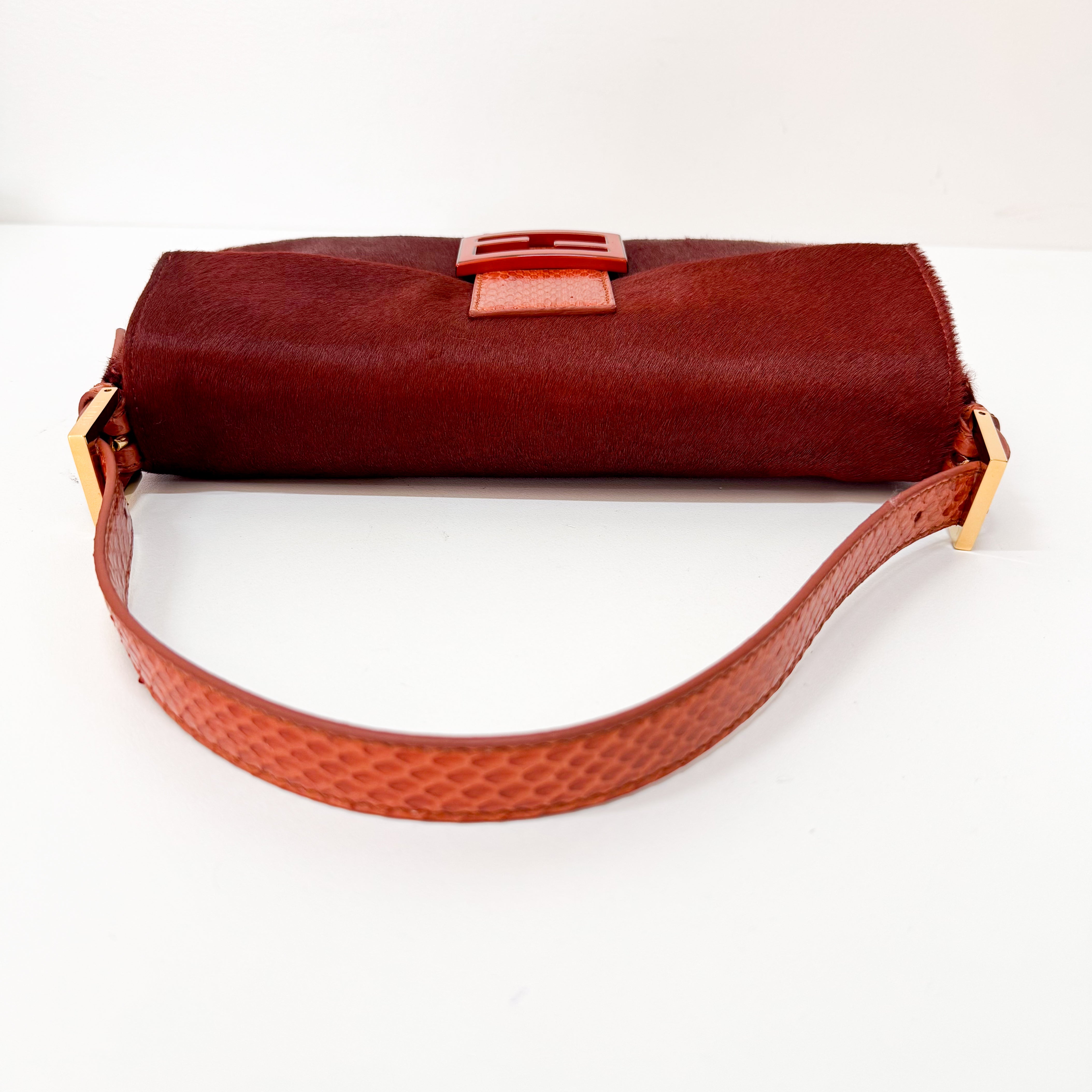 Baguette Red Pony Hair Bag