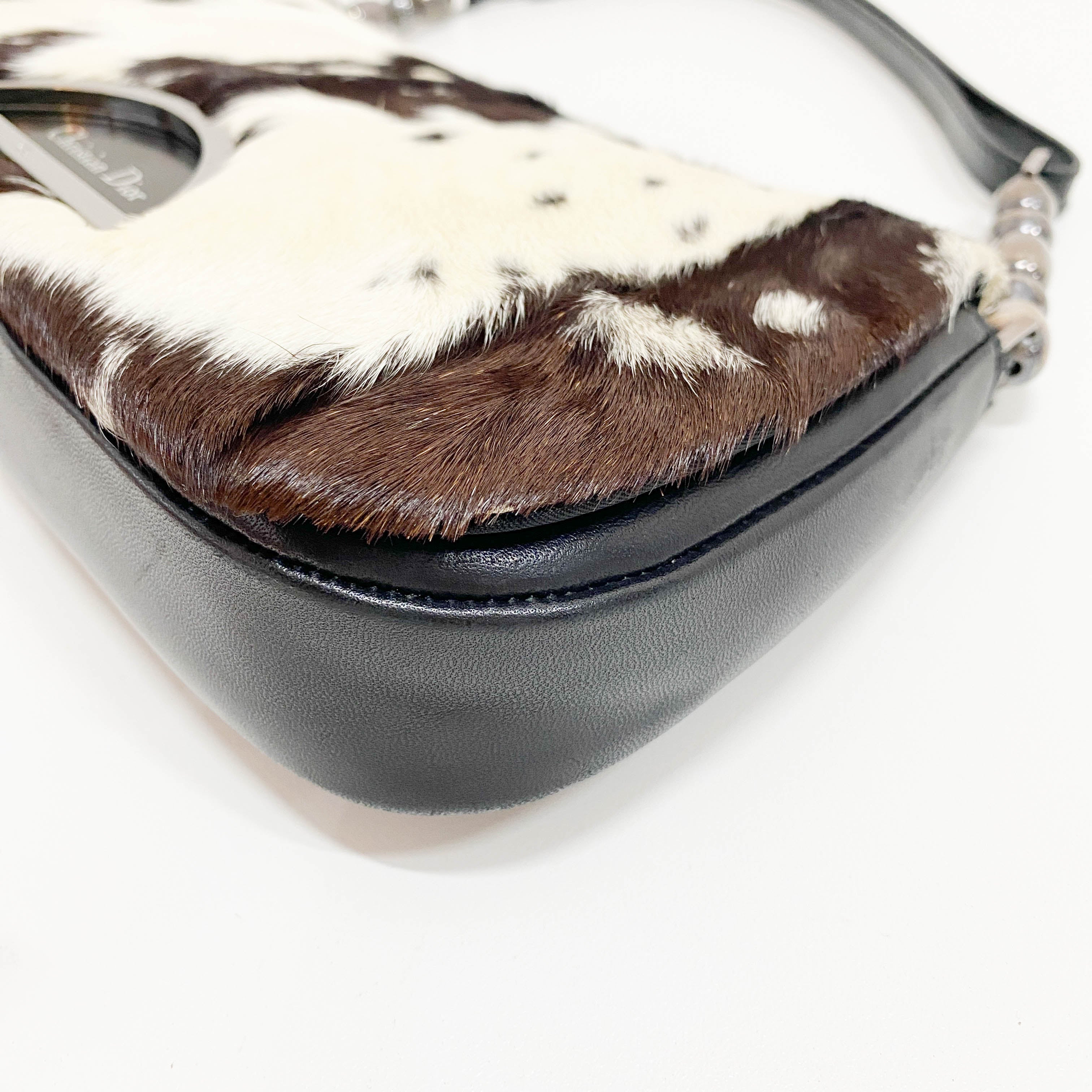 Limited Edition Malice Pearl Cow Print Brown Pony Hair Shoulder Bag